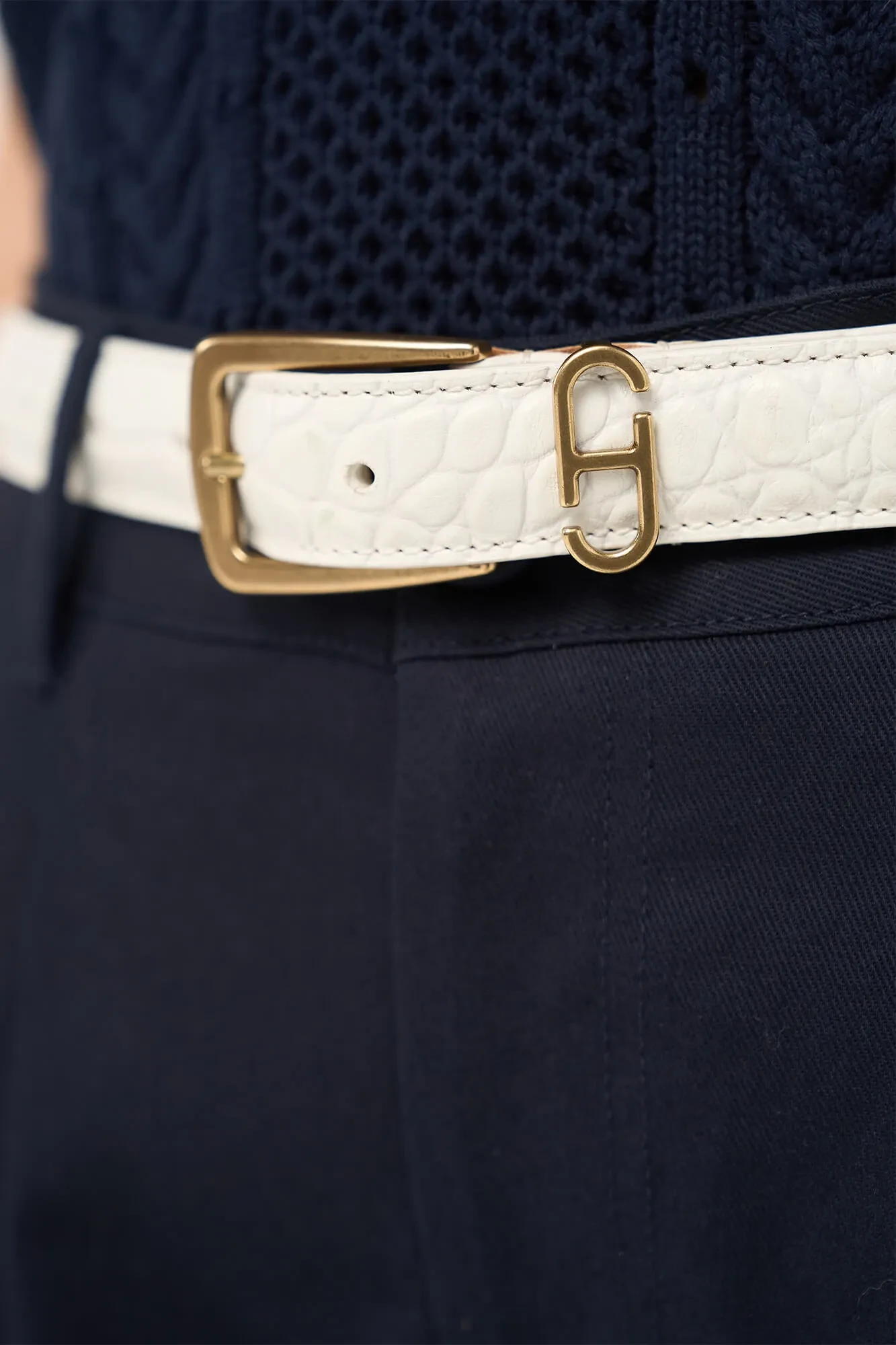 Colby Off-White Leather Women's Belt