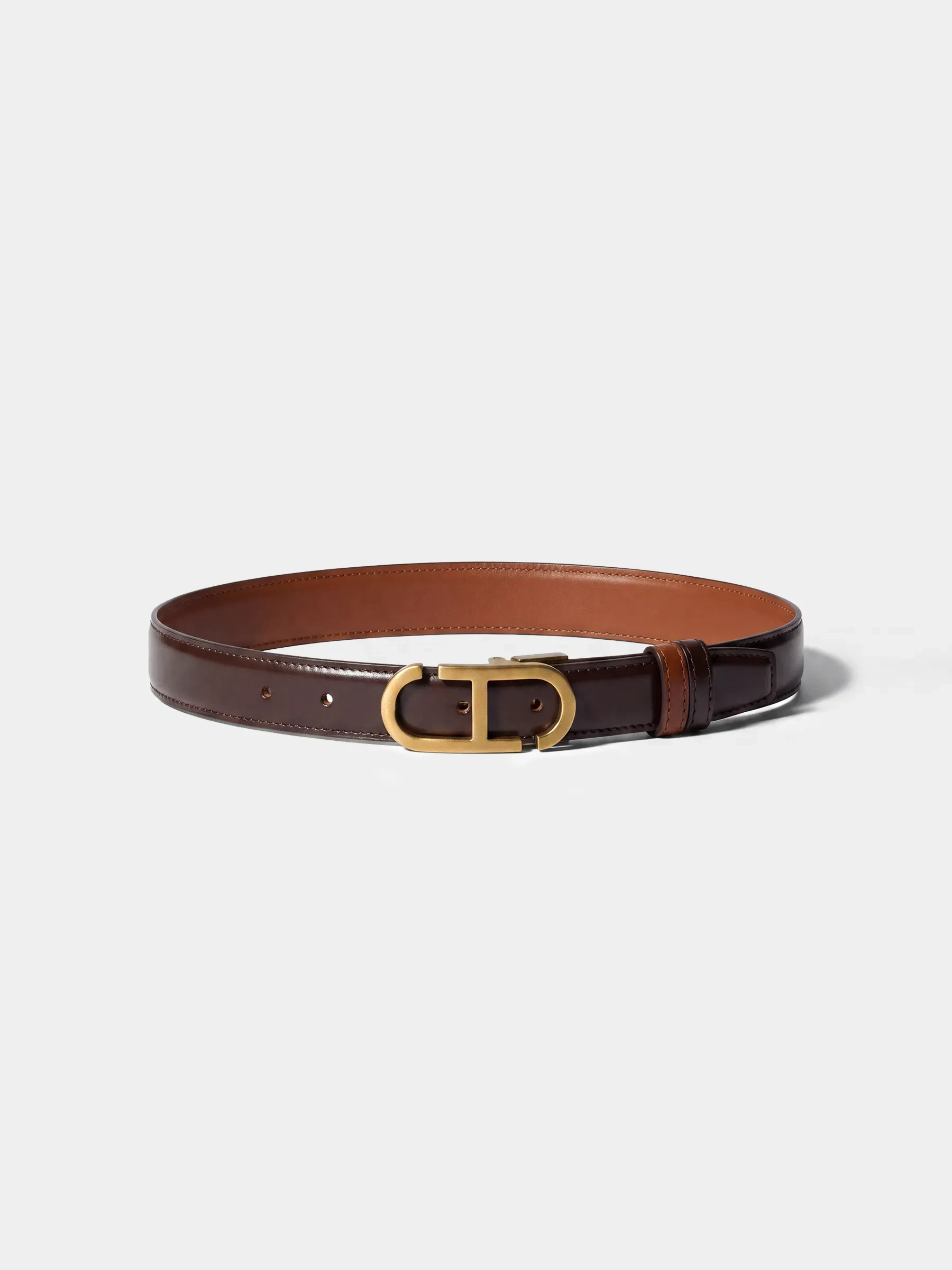 Leren Dames Riem Reversible Brass Trophy Tabacco Bruin