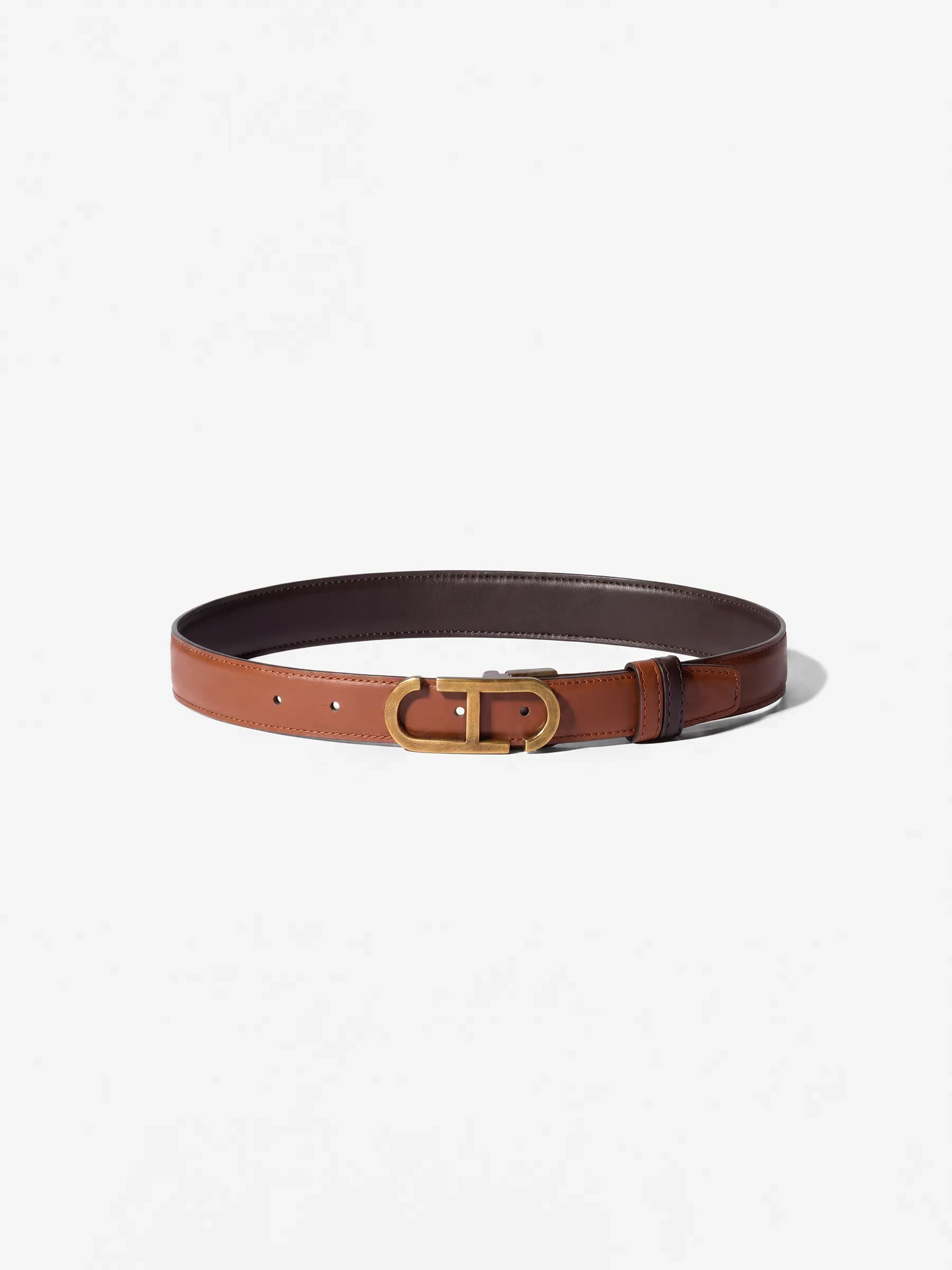 Leren Dames Riem Reversible Brass Trophy Tabacco Bruin