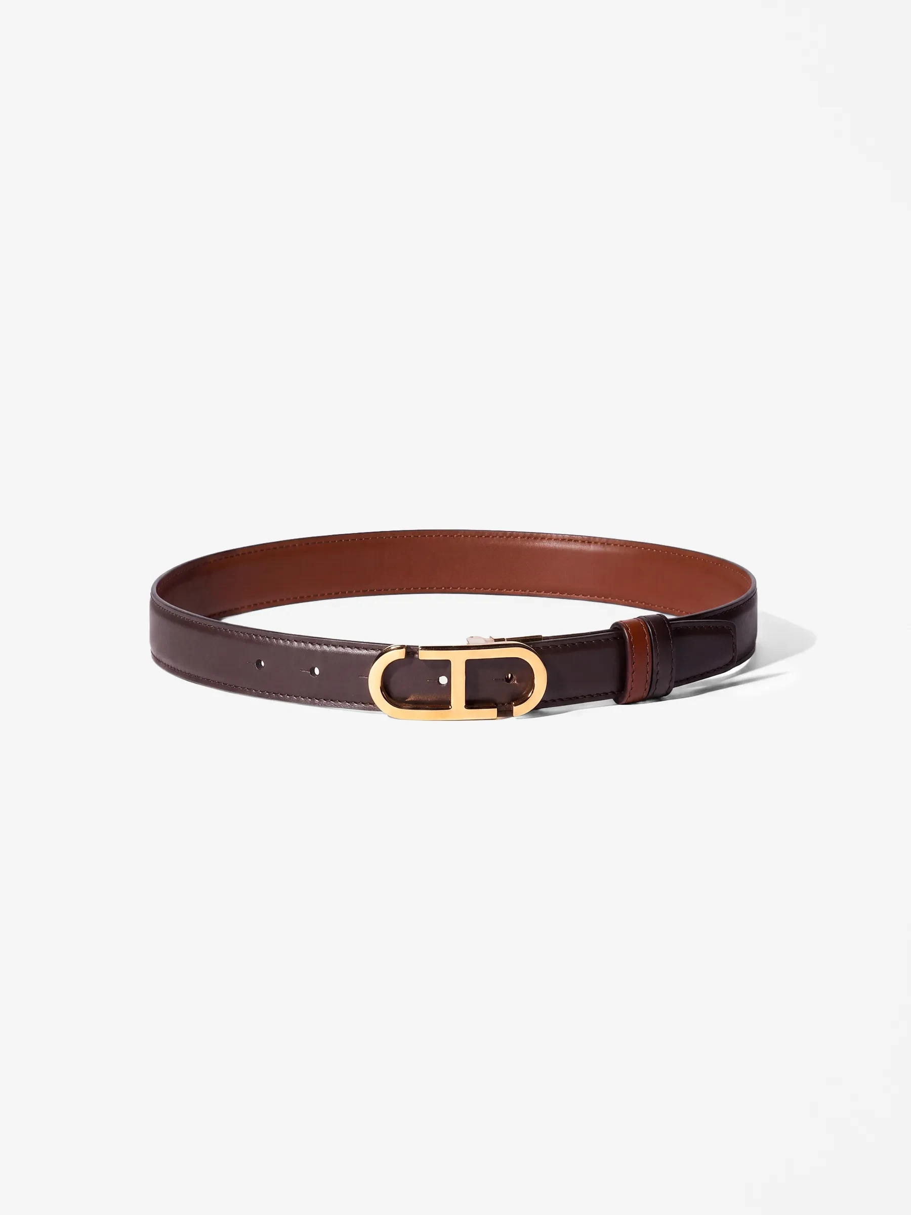 Leren Dames Riem Reversible Goud Trophy Tabacco Bruin
