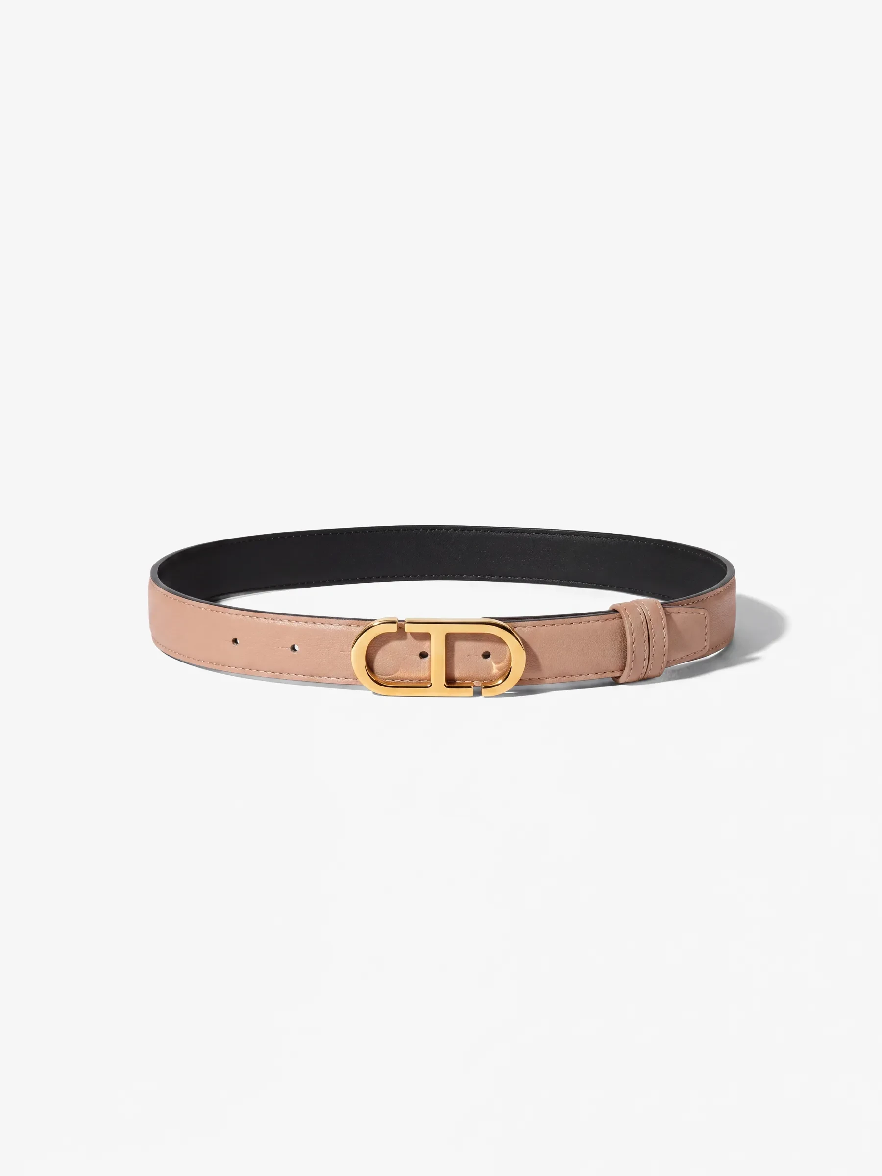 Damen-Ledergürtel, wendbar, schwarz, taupe, gold, mit Trophy-Schnalle