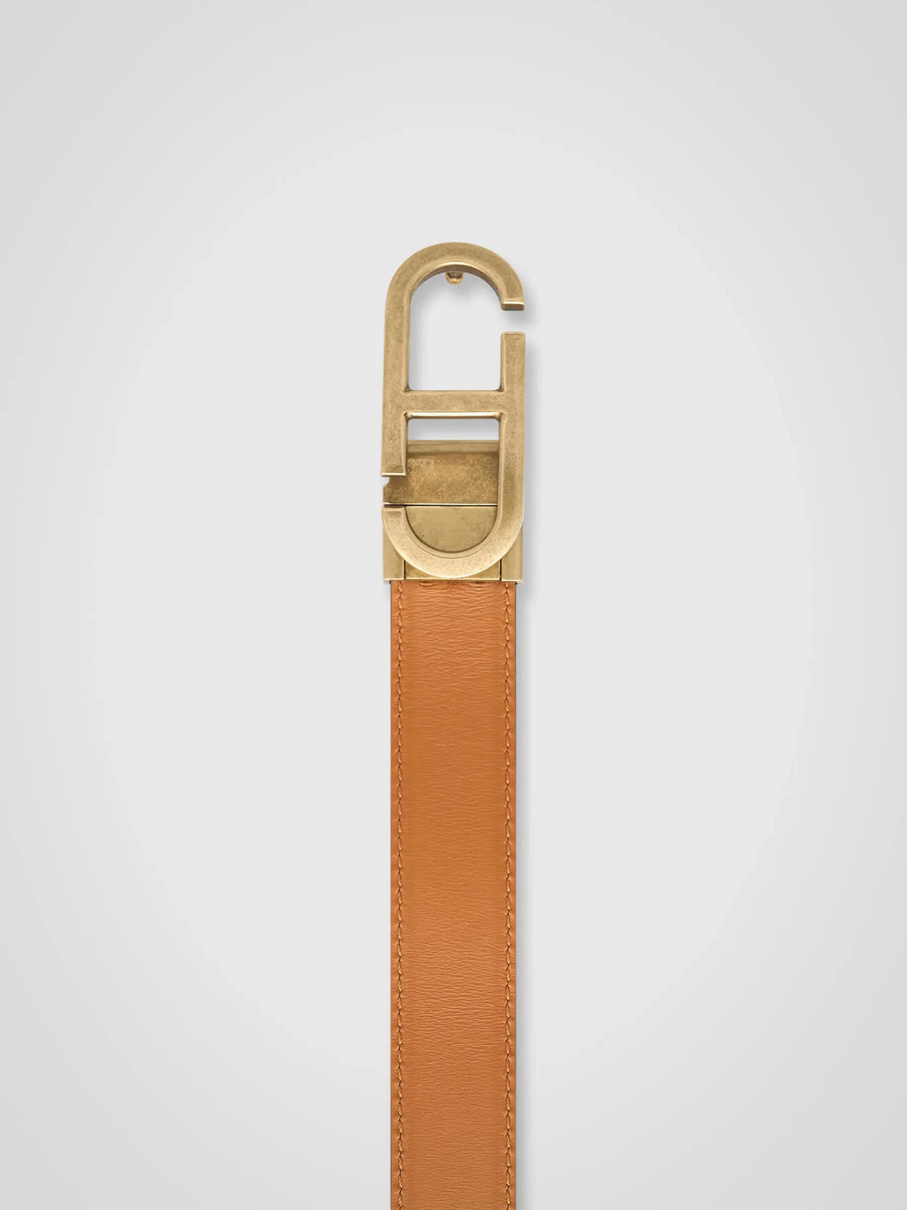 Wendbarer Damen-Ledergürtel, schwarz-camel, mit Messing-Trophy-Schnalle