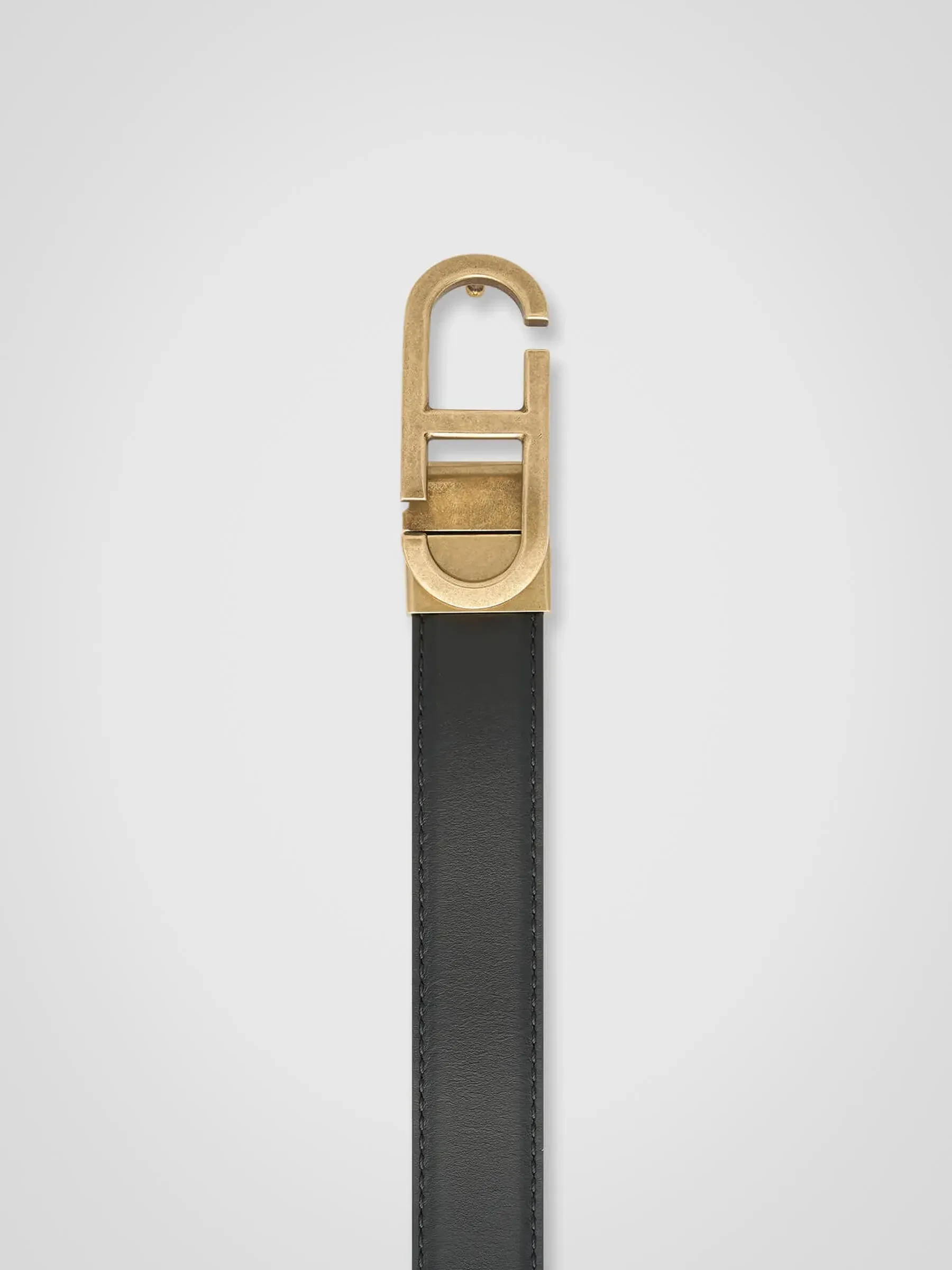 Wendbarer Damen-Ledergürtel, schwarz-camel, mit Messing-Trophy-Schnalle