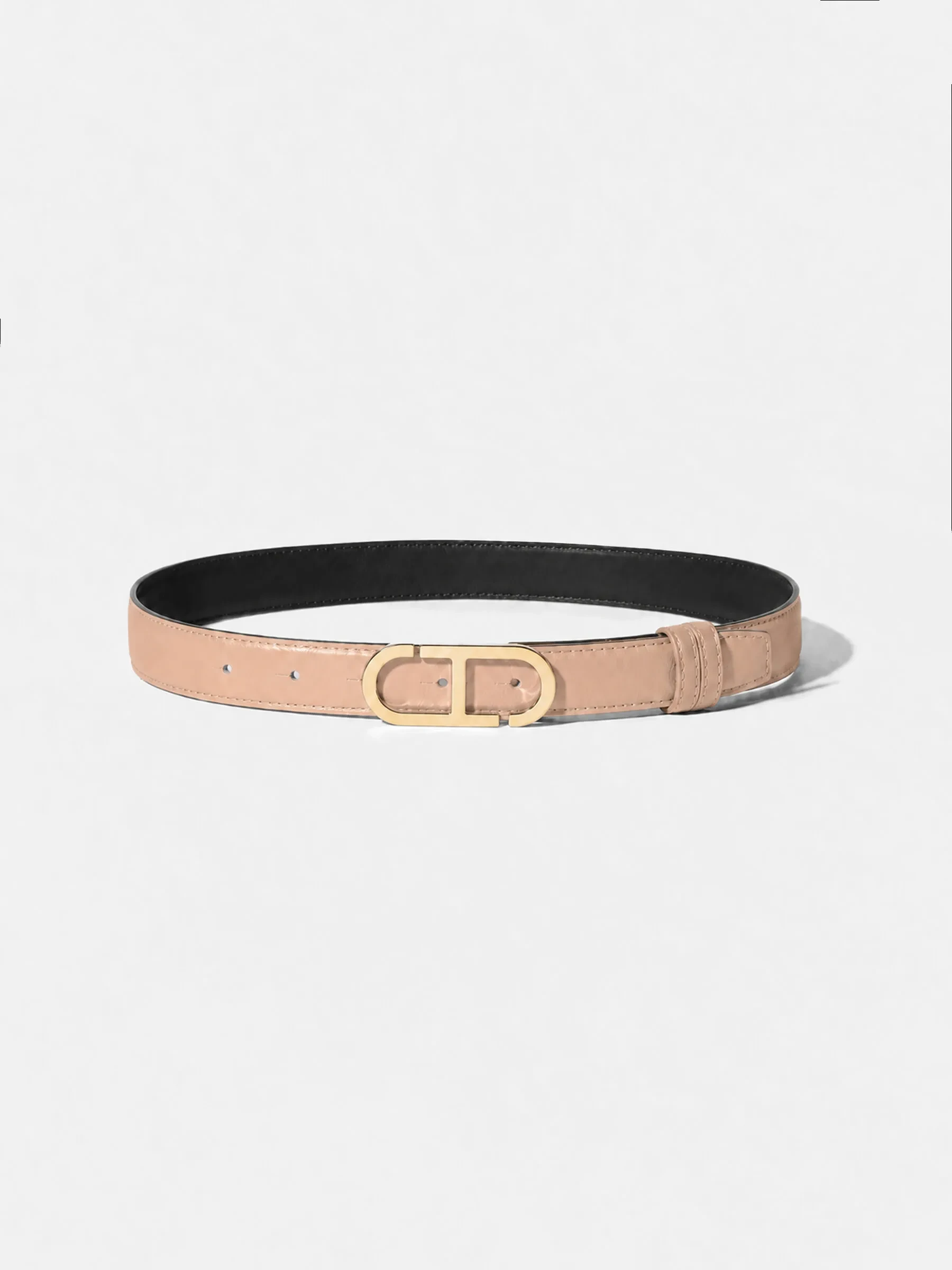 Damen-Ledergürtel, wendbar, schwarz, taupe, gold, mit Trophy-Schnalle