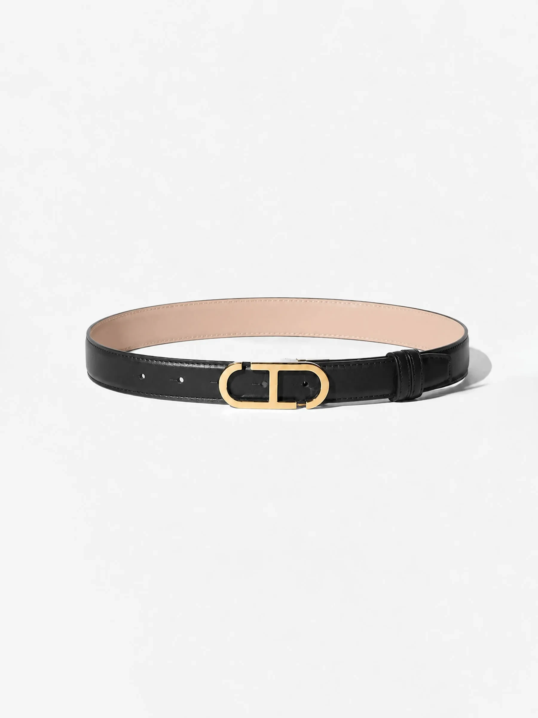 Leren Dames Riem Reversible Zwart Taupe Goud Trophy Buckle