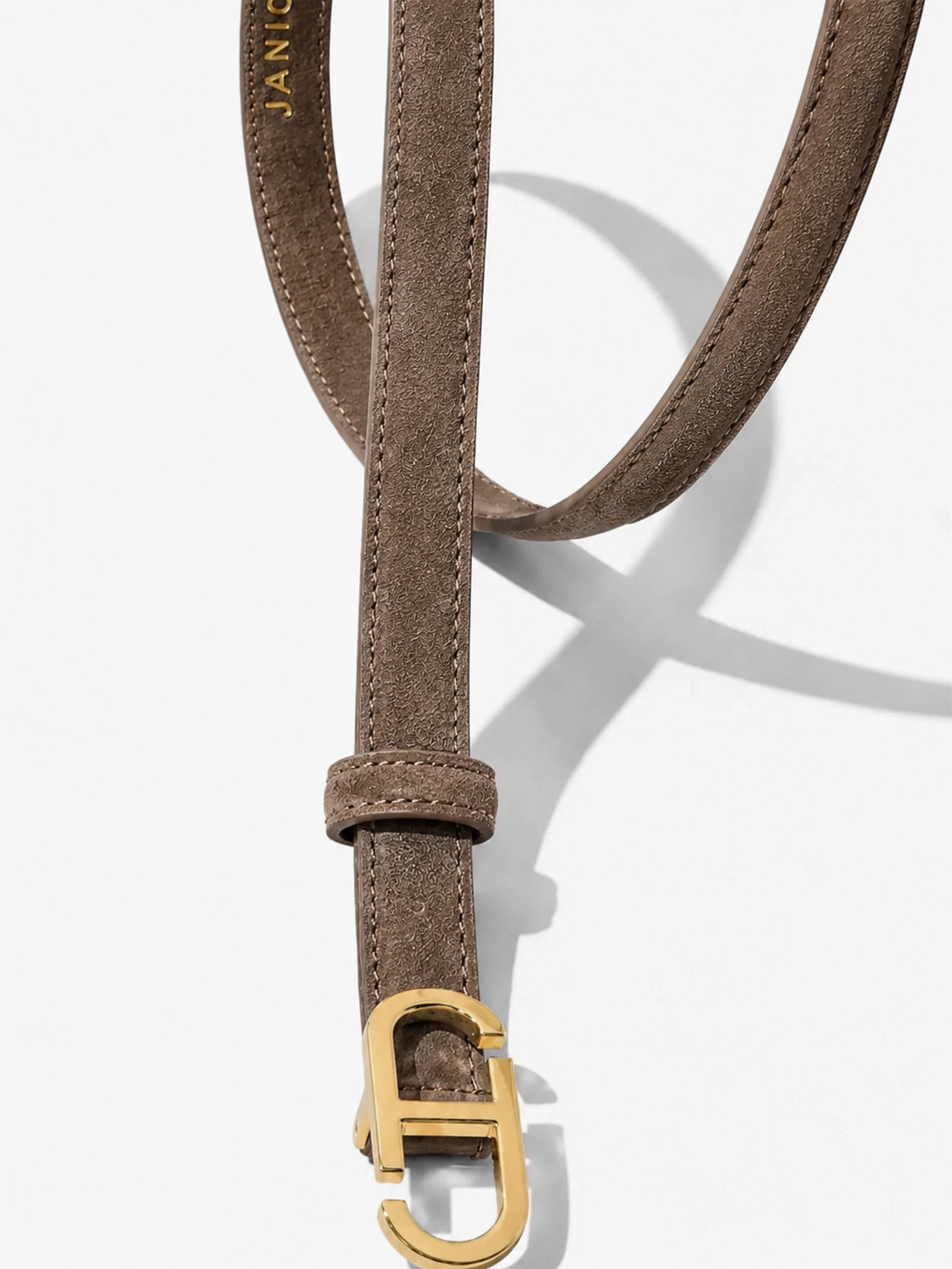Leren Dames Riem Taupe Trophy Goud Suede
