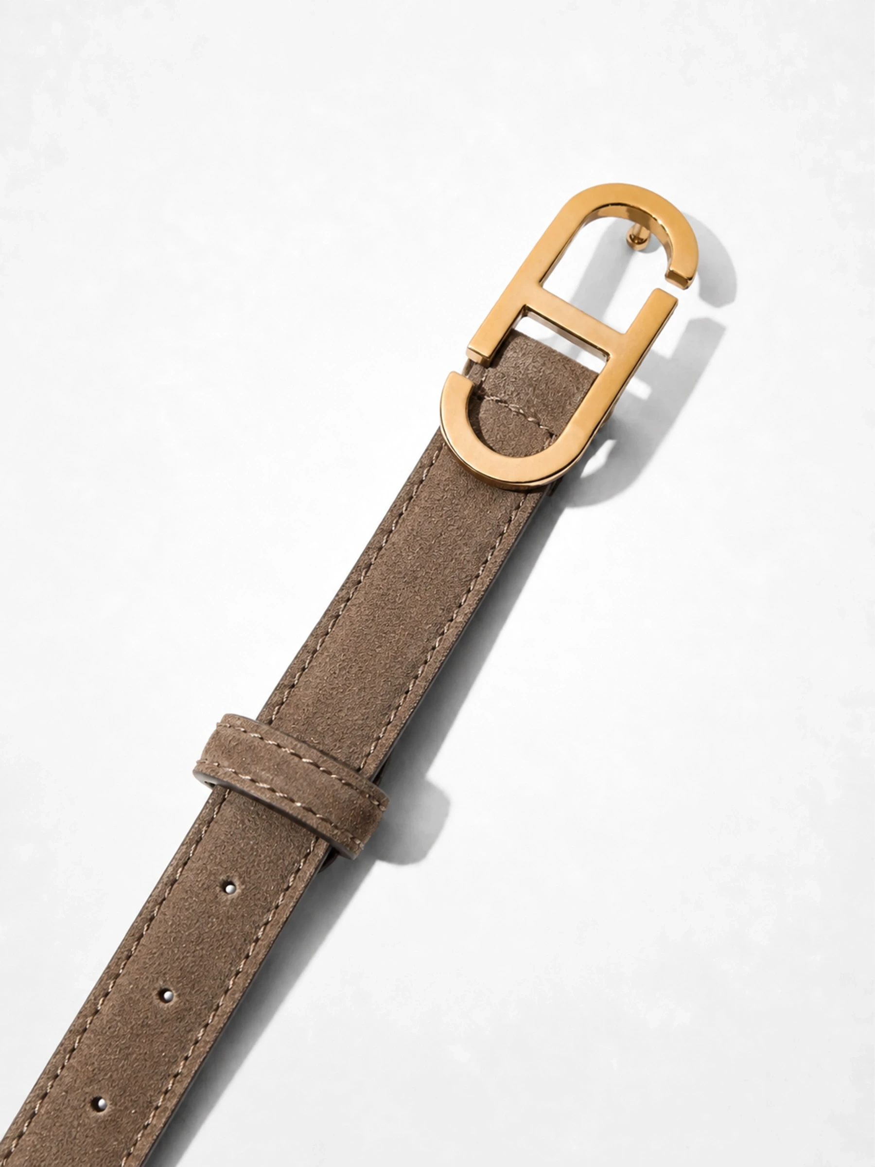 Leren Dames Riem Taupe Trophy Goud Suede