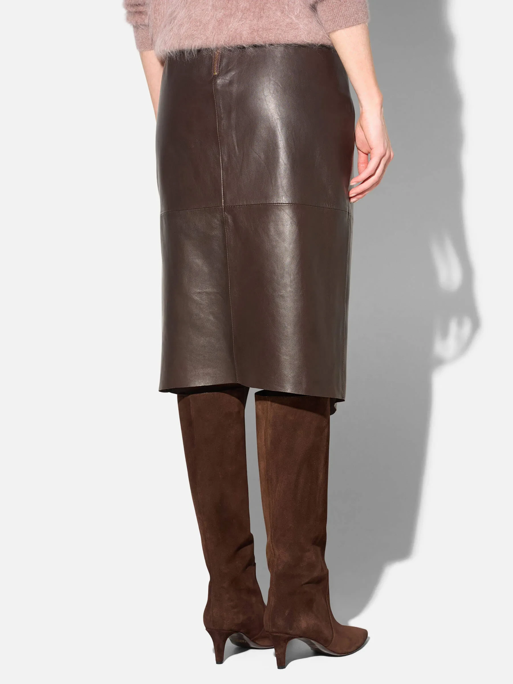 Leren Dames Rok Madden Bruin