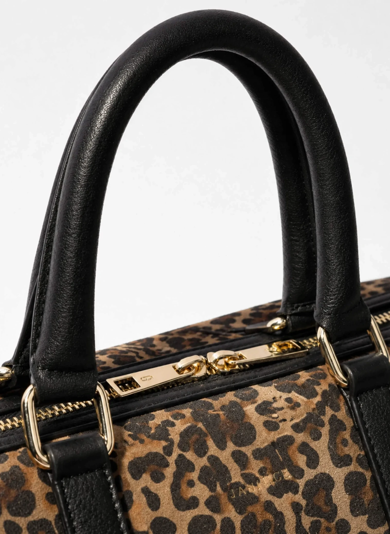 Leren Dames Tas Bowling Bag Suede Wade Panterprint