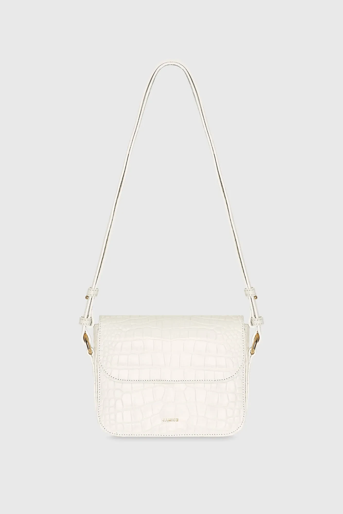 Lederhandtasche für Damen Elias Croco Off White
