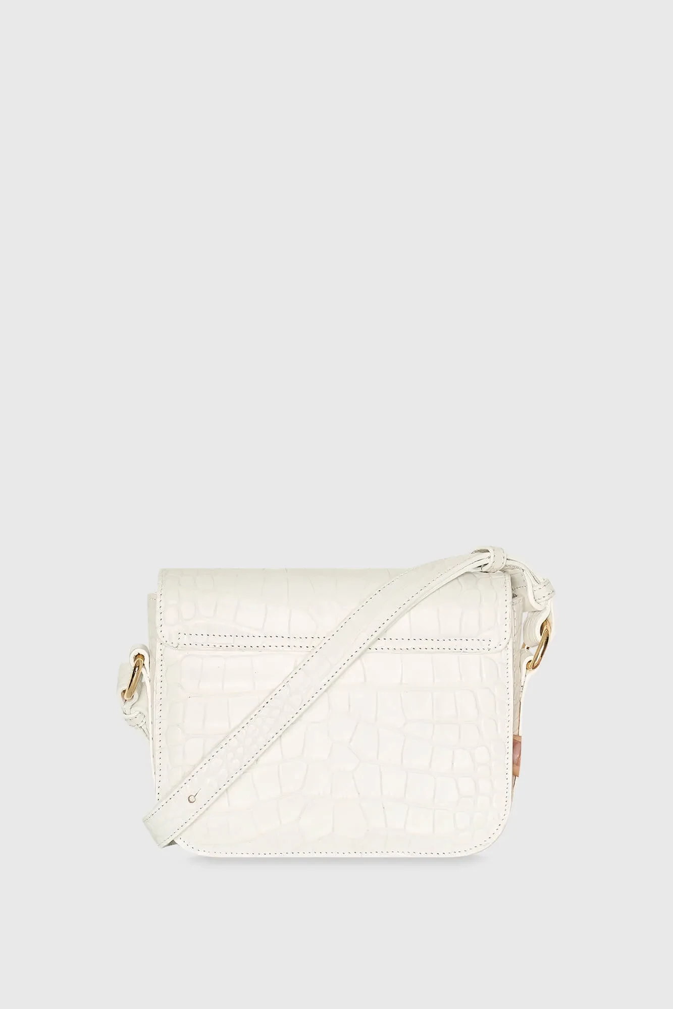 Lederhandtasche für Damen Elias Croco Off White