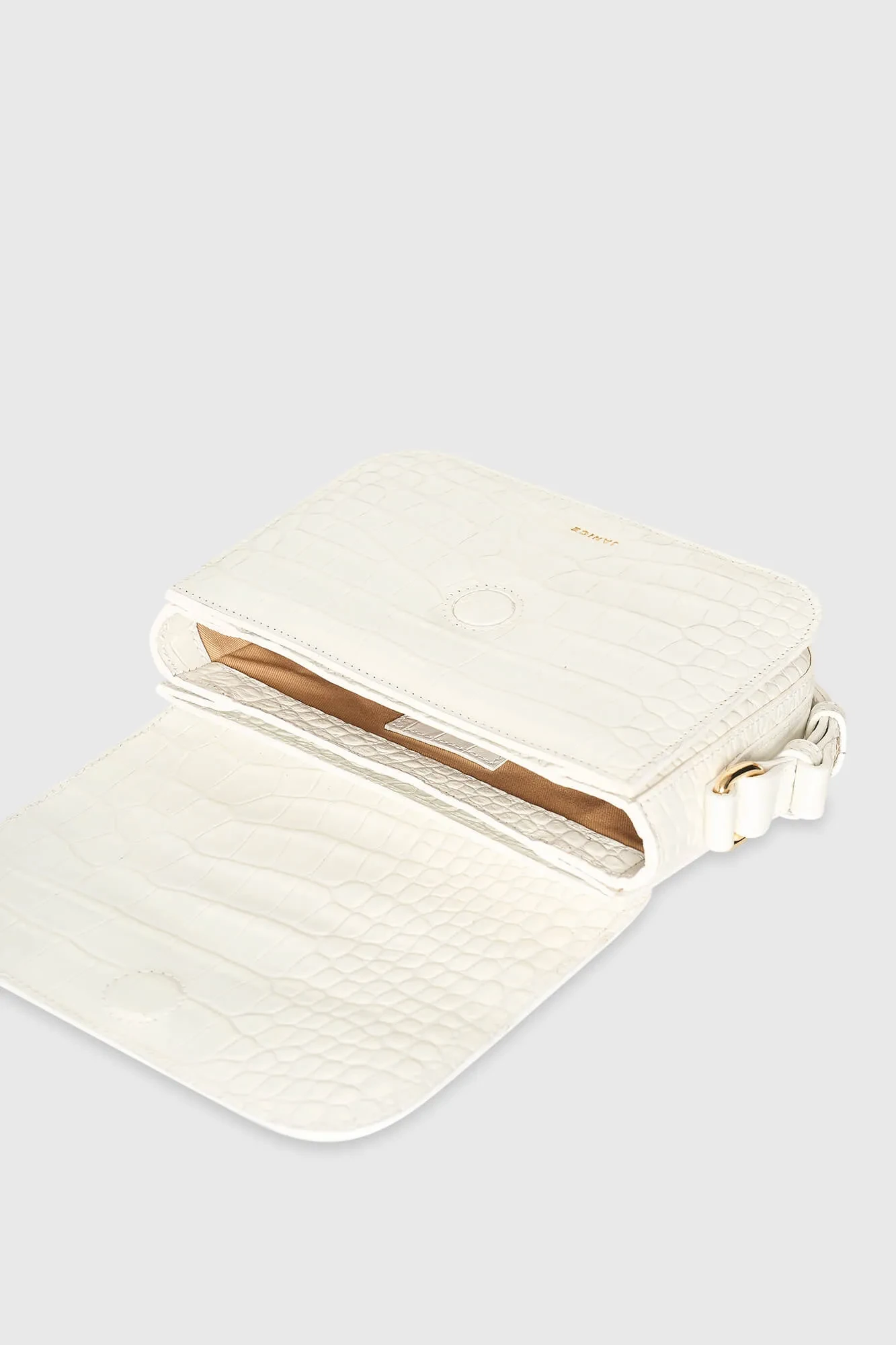 Lederhandtasche für Damen Elias Croco Off White