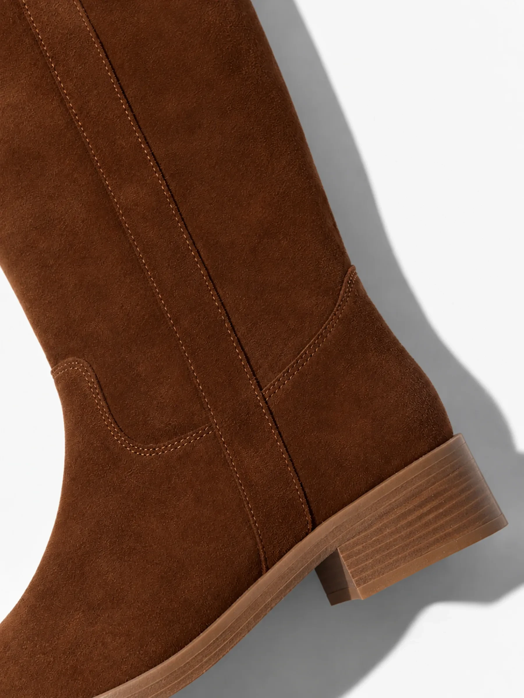 Leren Hogen Laars Plat Sem Suede Cognac