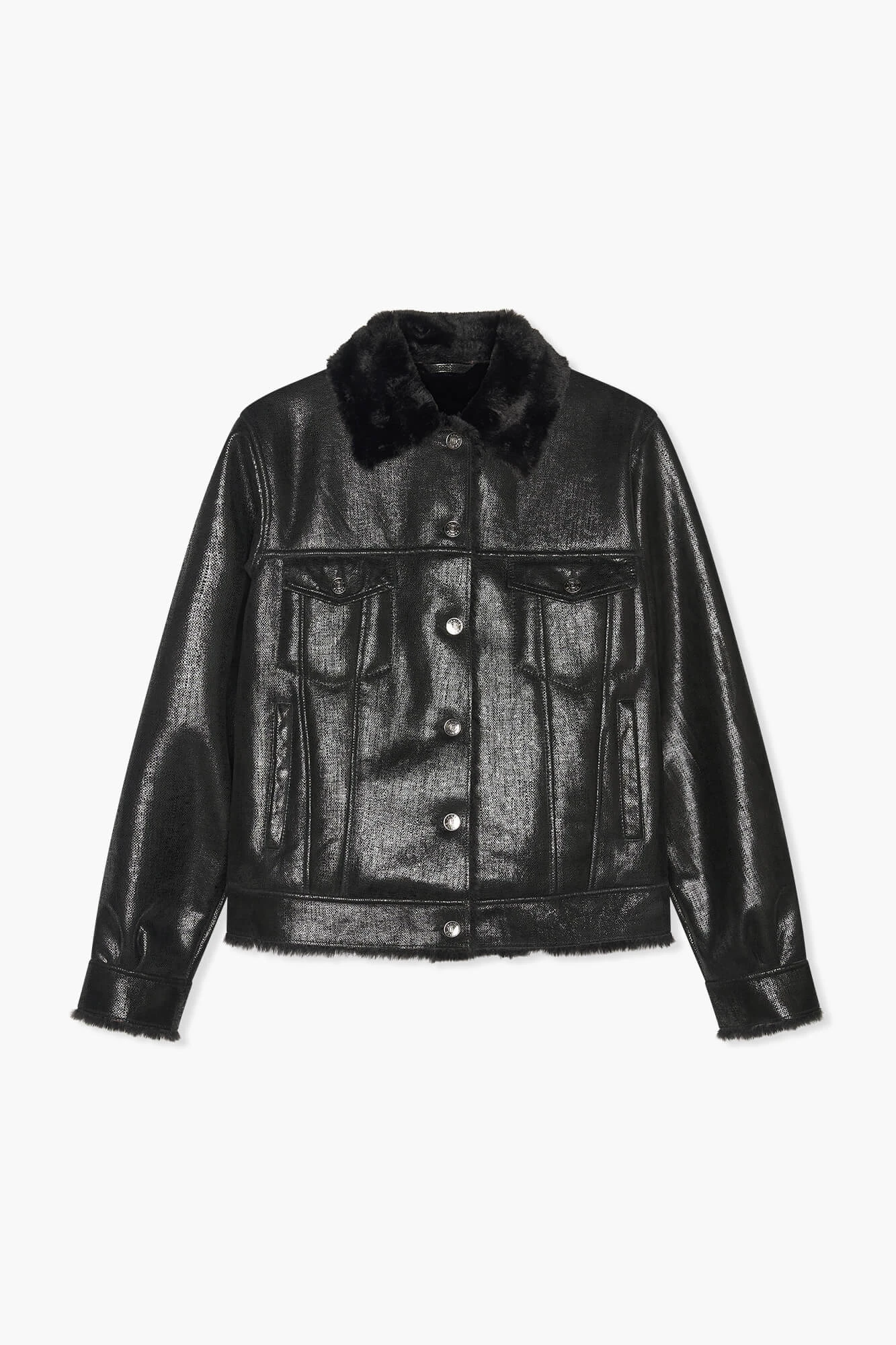 Jas Dames Kort Leer Gregory Zwart Metallic