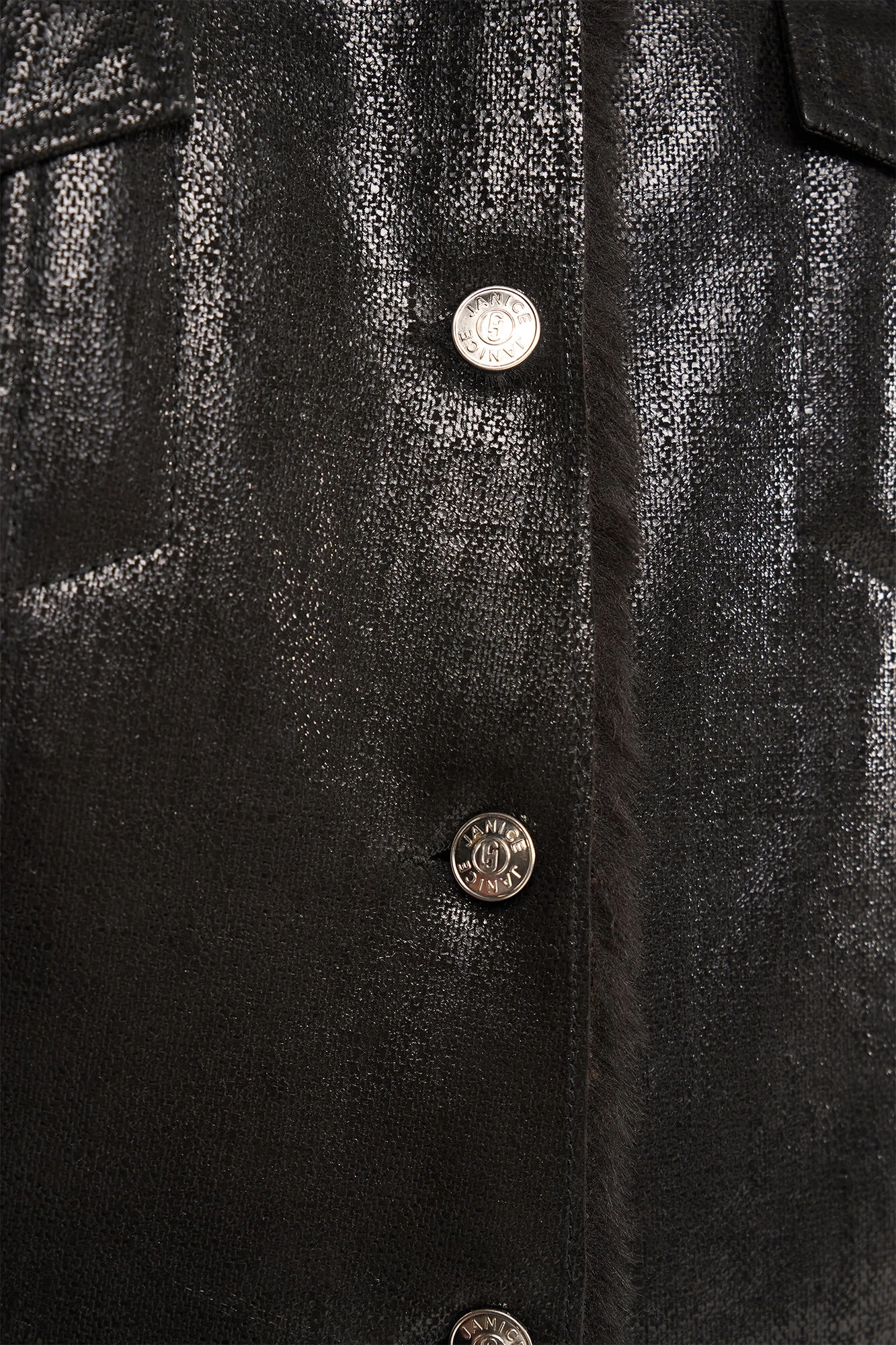 Jas Dames Kort Leer Gregory Zwart Metallic