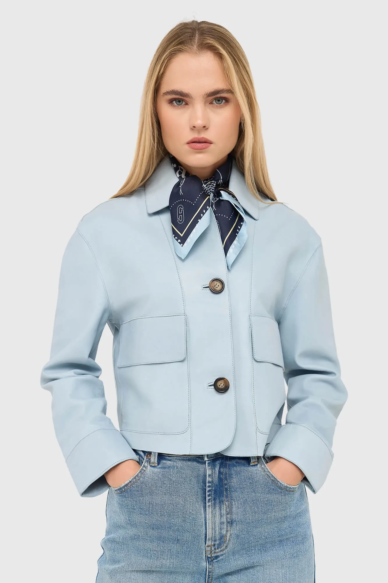 Women's Leather Jacket, William Blue