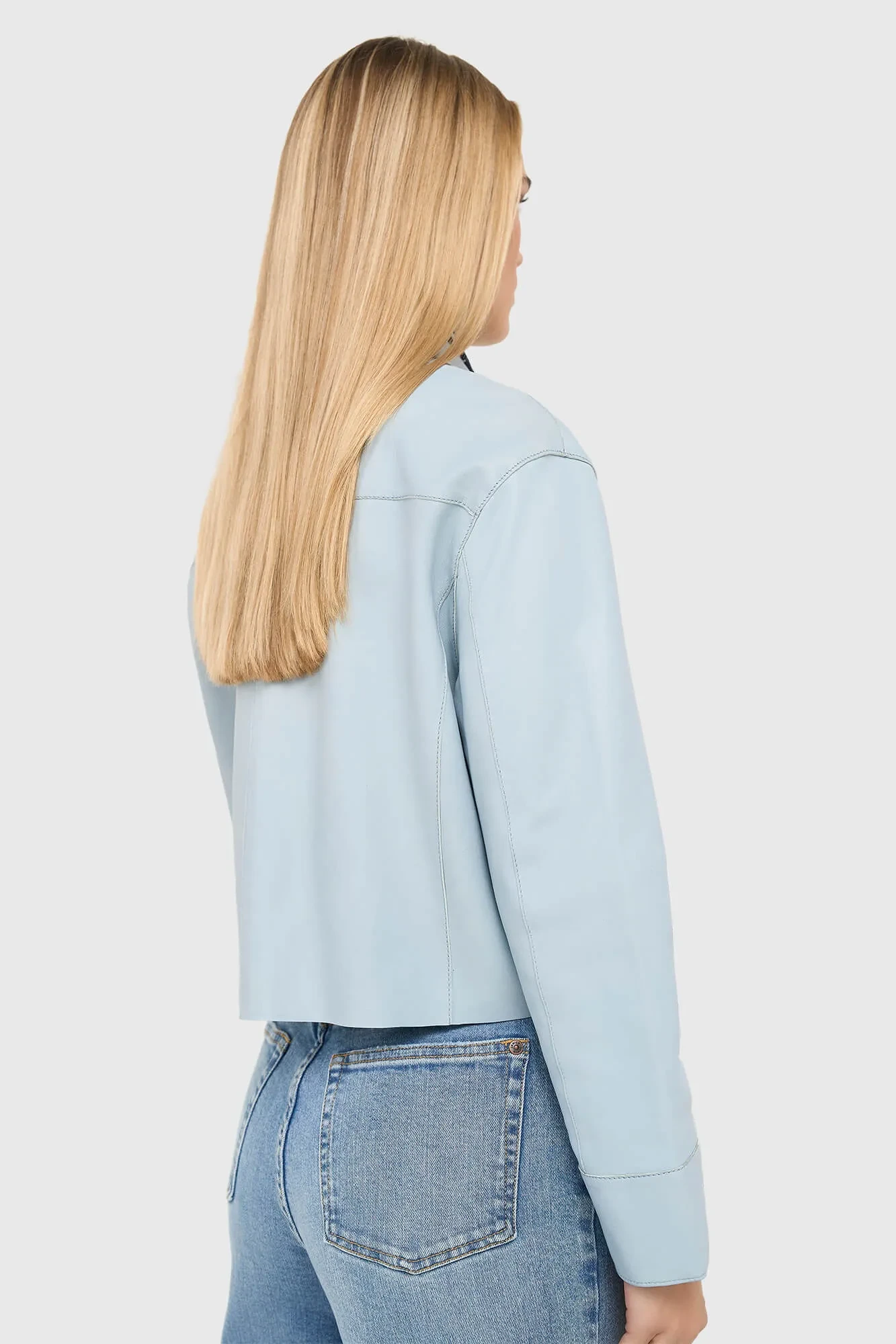Women's Leather Jacket, William Blue