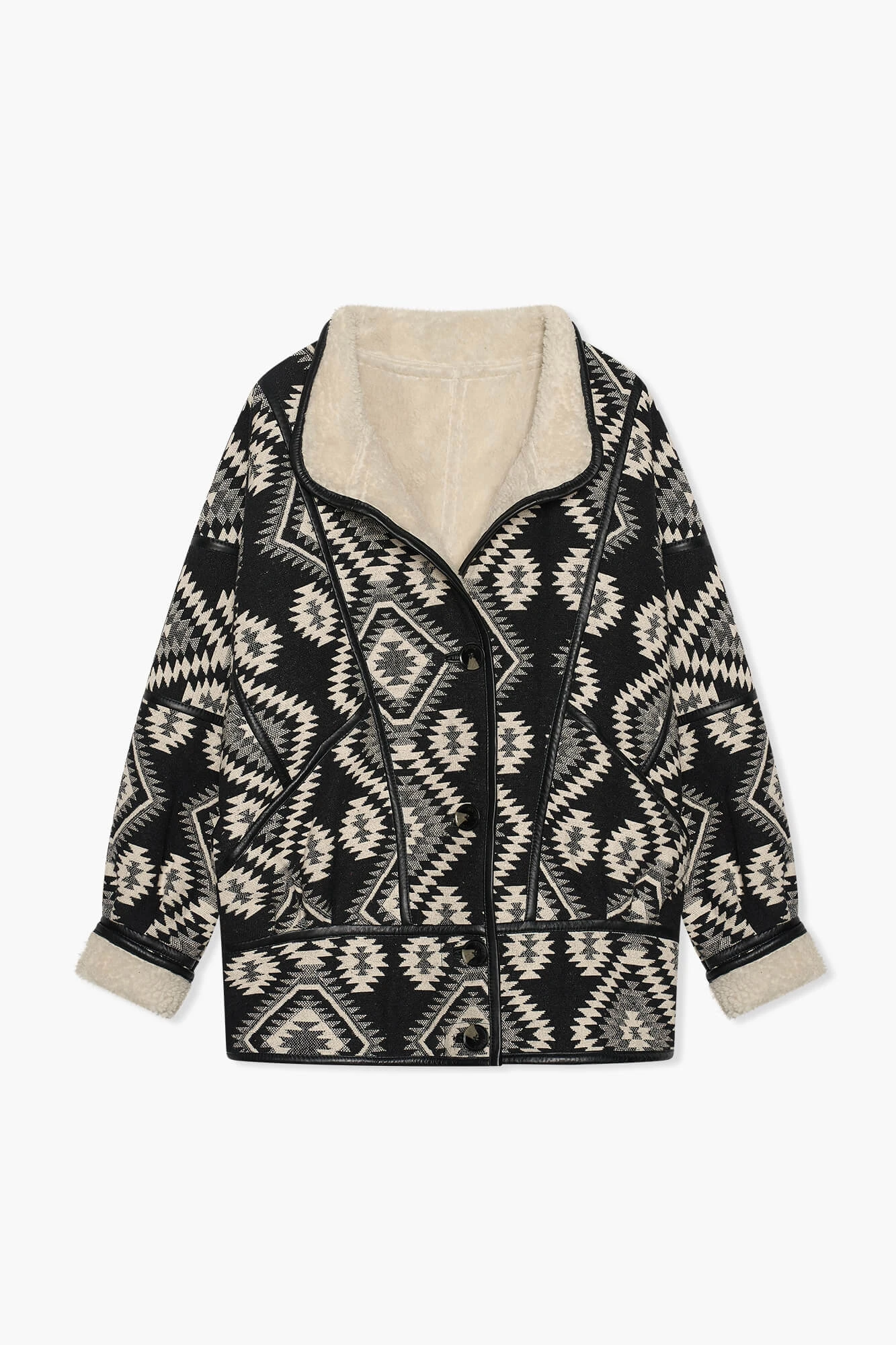 Jas Dames Zwart Creme Seth Aztec Jacquard