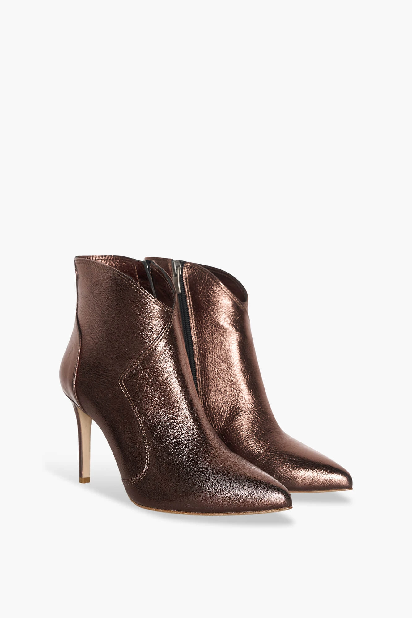 Damenstiefel aus Leder, Modell „Stewart“, bronzefarben, metallic