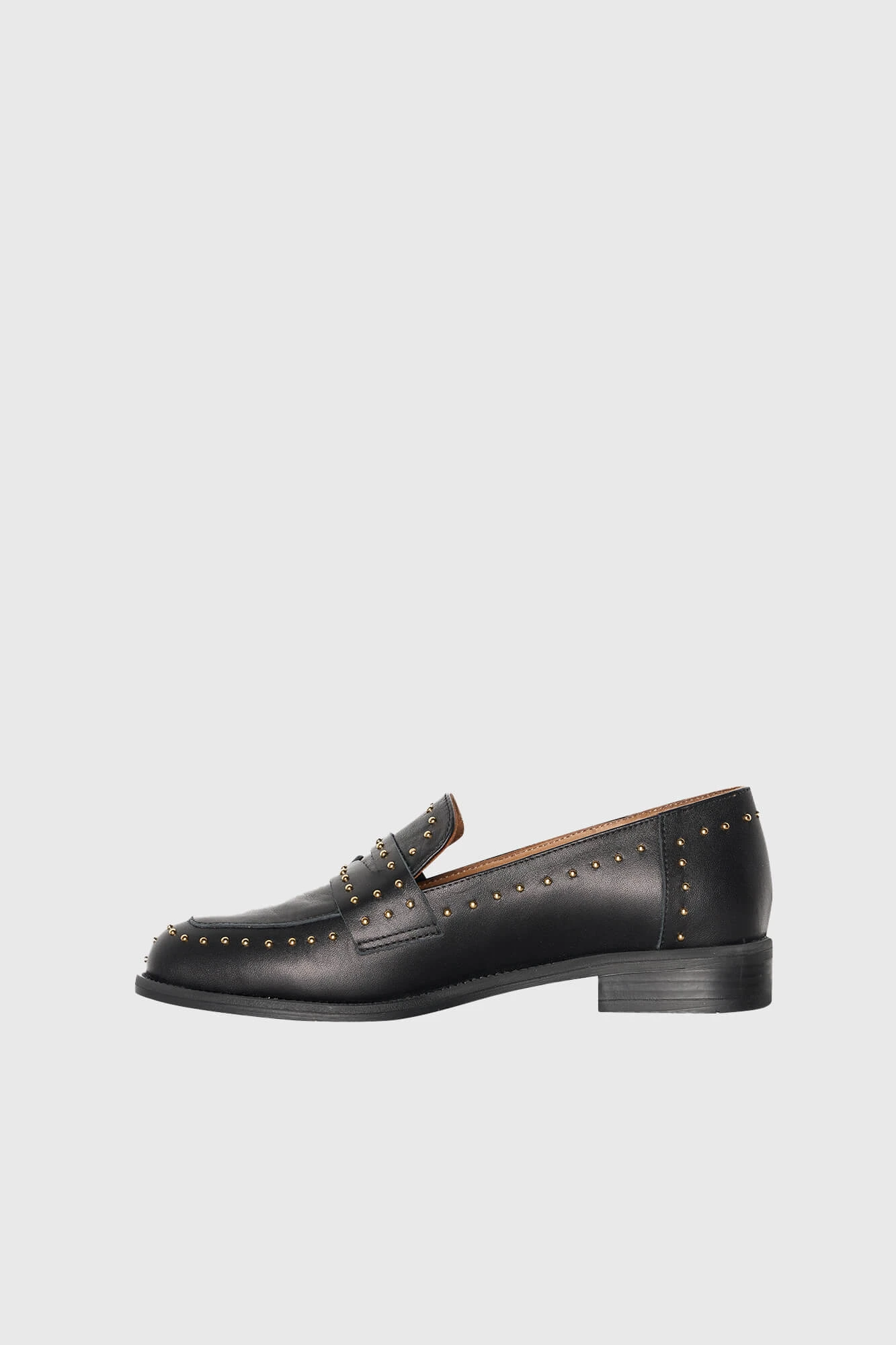 Women's Leather Studded Blake Loafers - Black