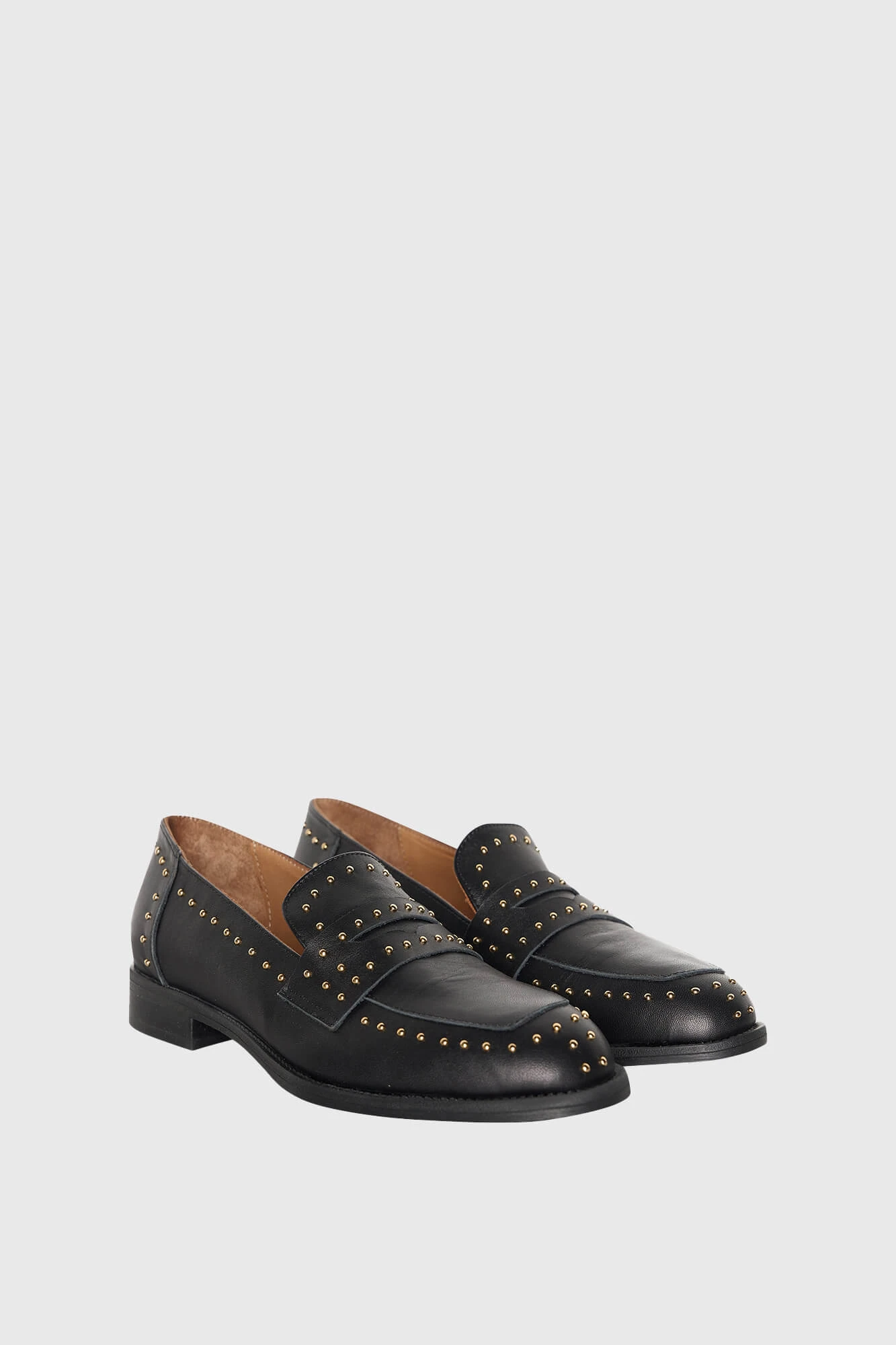 Women's Leather Studded Blake Loafers - Black