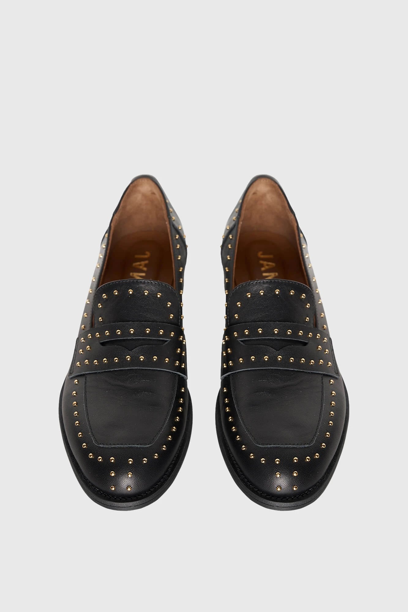 Women's Leather Studded Blake Loafers - Black