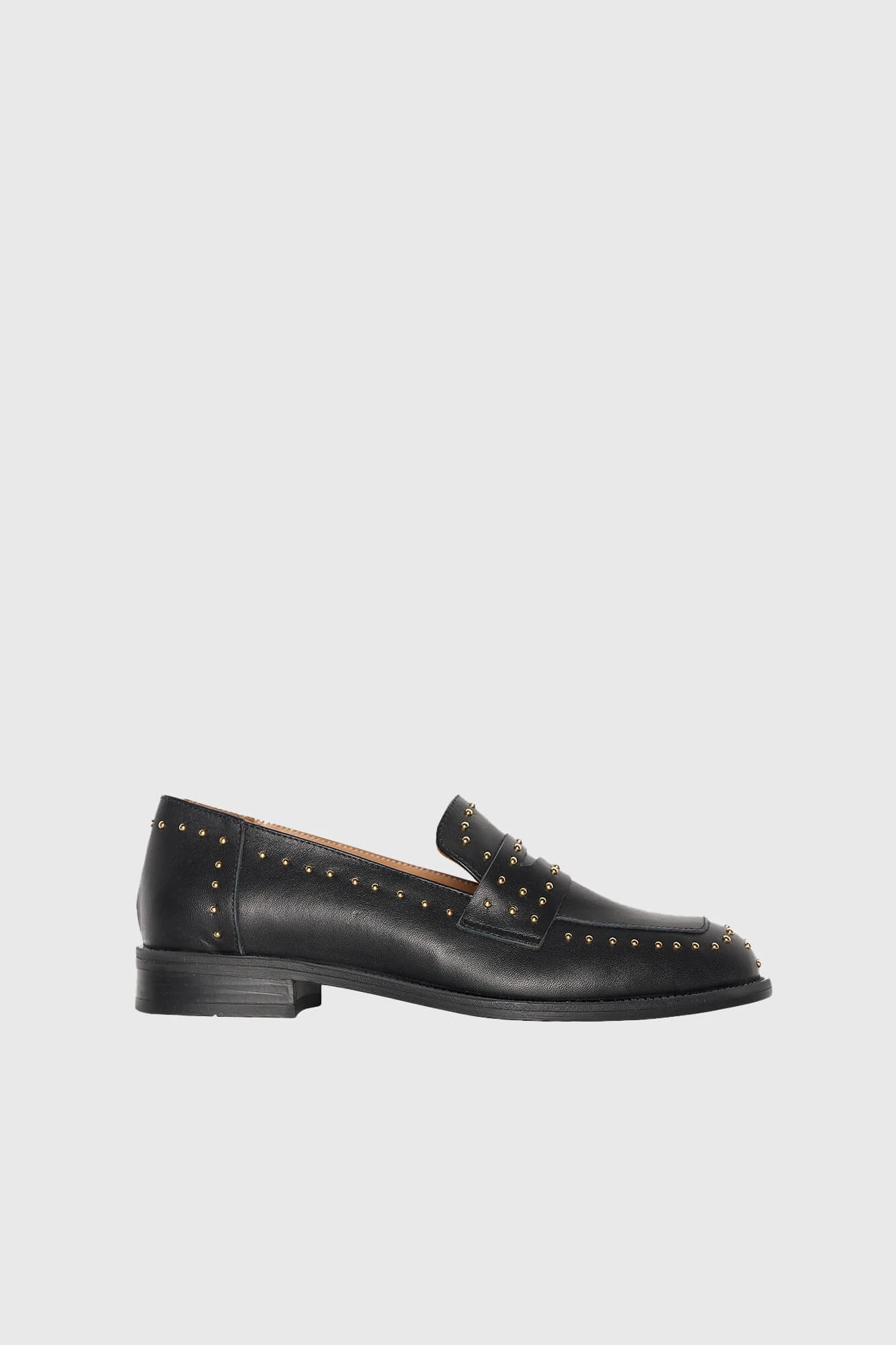 Women's Leather Studded Blake Loafers - Black