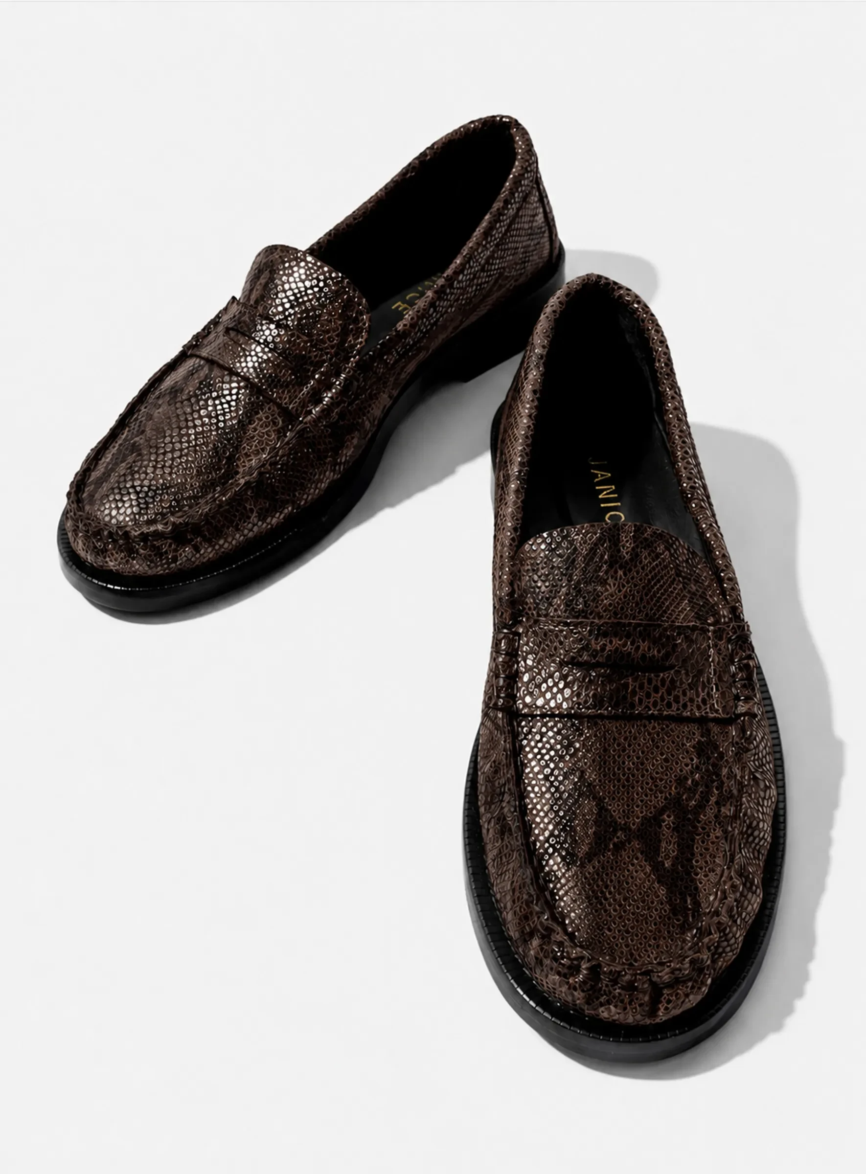 Leren Penny Loafer Dames Sevan Slangenprint