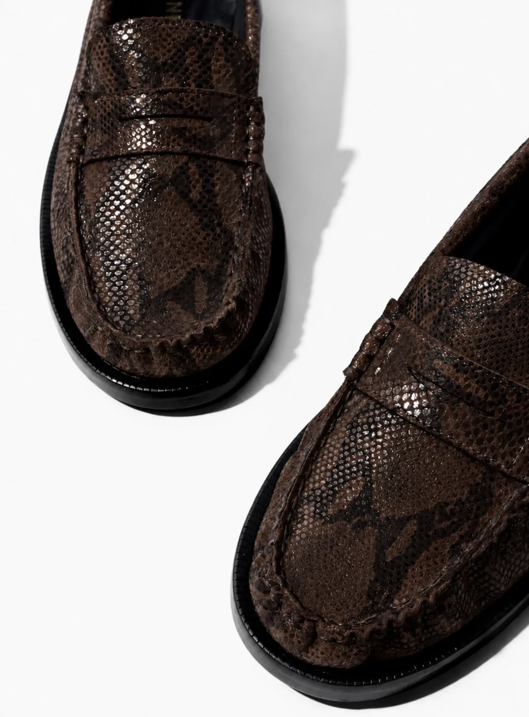 Leren Penny Loafer Dames Sevan Slangenprint