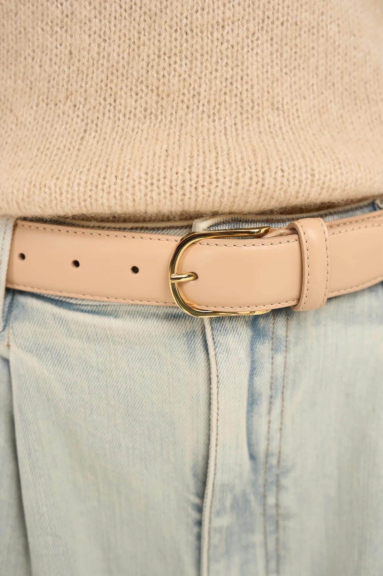 Women's Leather Belt Chase Beige