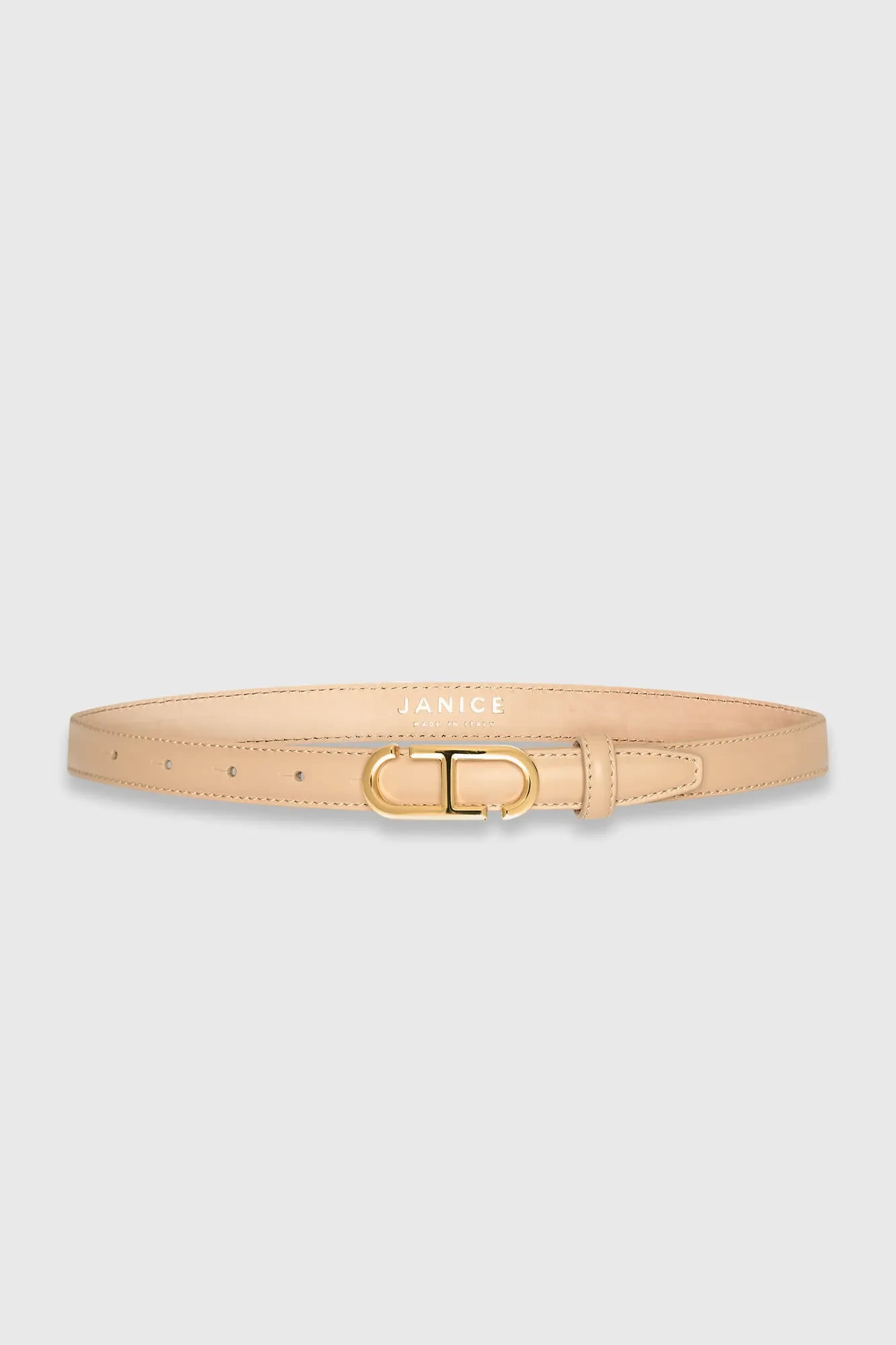 Women's Leather Belt - Trophy Beige with Gold Buckle
