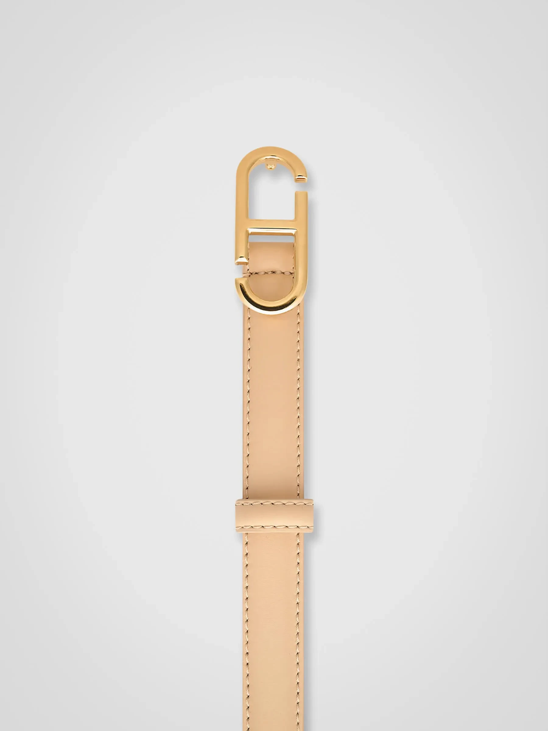 Women's Leather Belt - Trophy Beige with Gold Buckle
