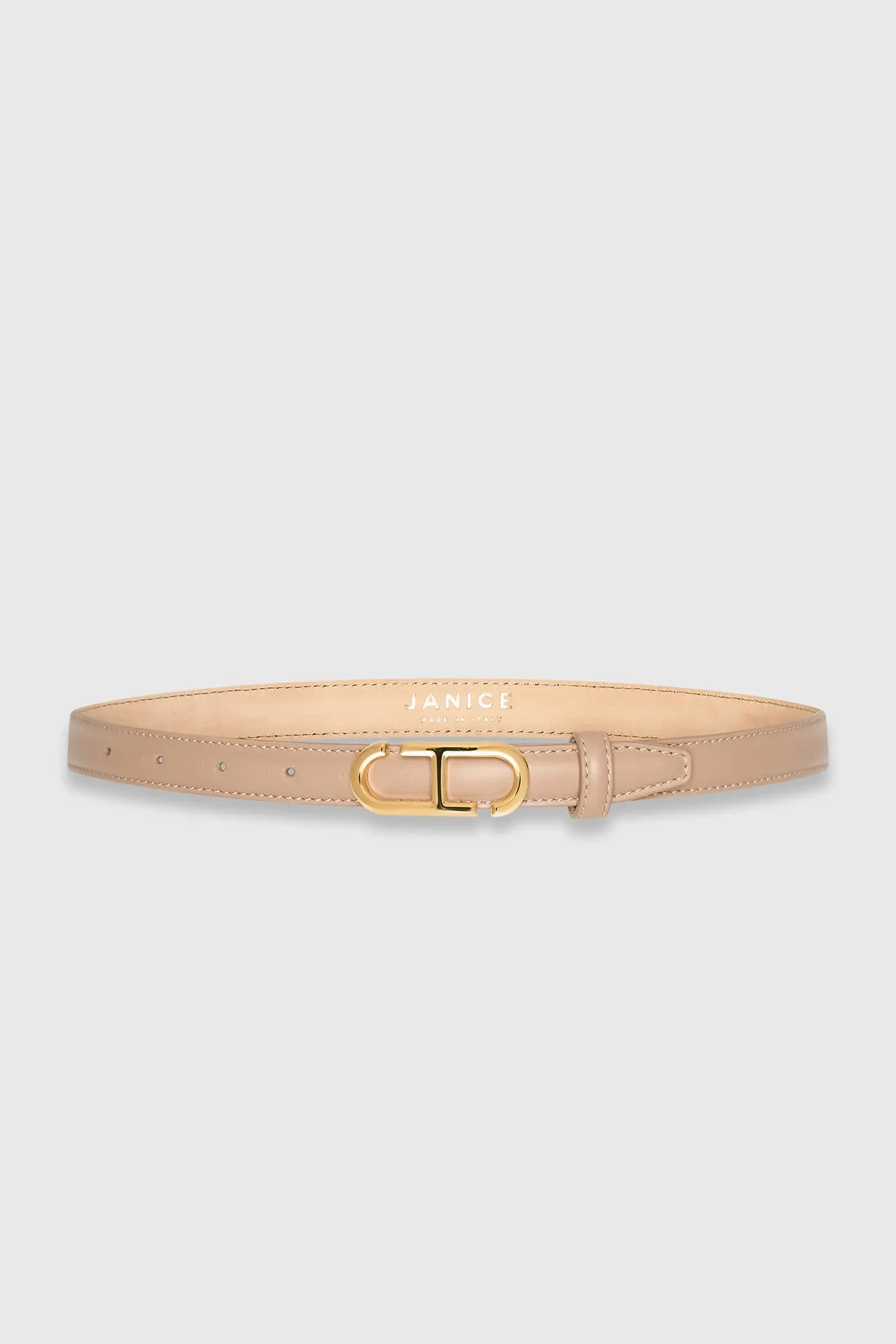 Women's Leather Belt - Trophy Taupe with Gold Buckle