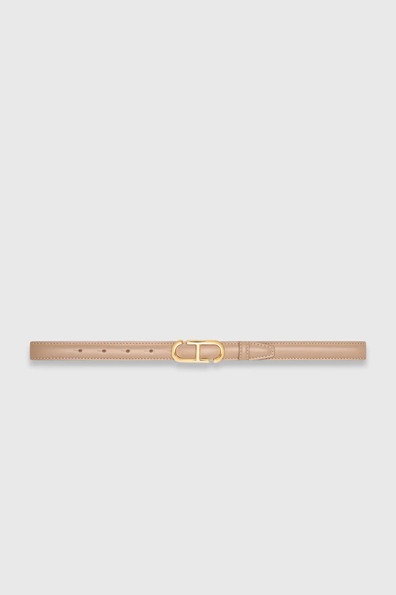 Women's Leather Belt - Trophy Taupe with Gold Buckle