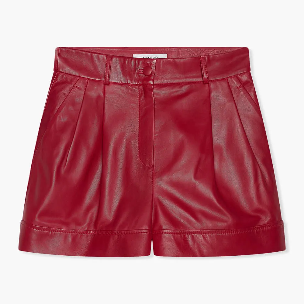 Shortje Dames Leer Arthur Rood