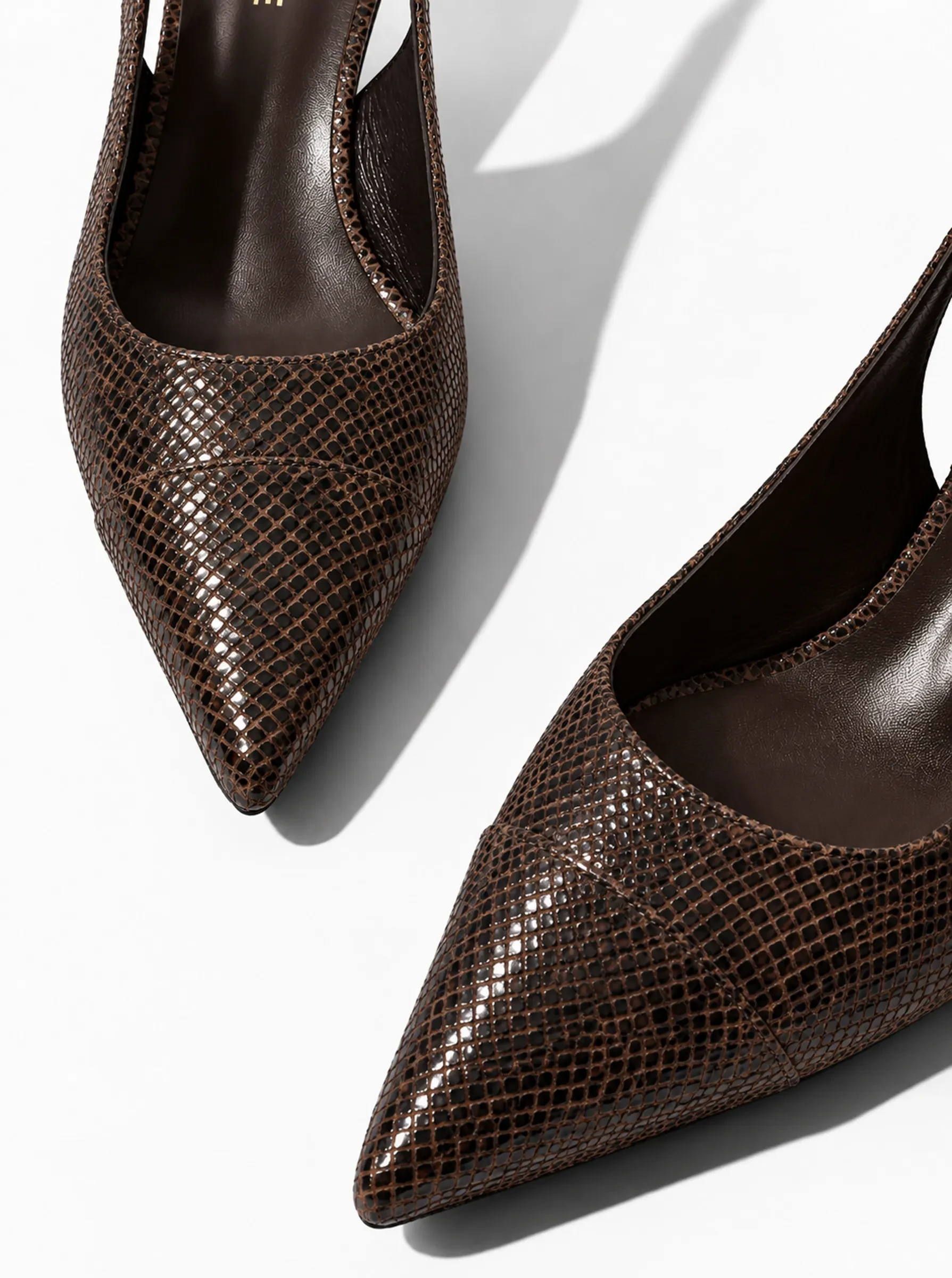 Leren Slingback Pumps Daylon Slangenprint Bruin