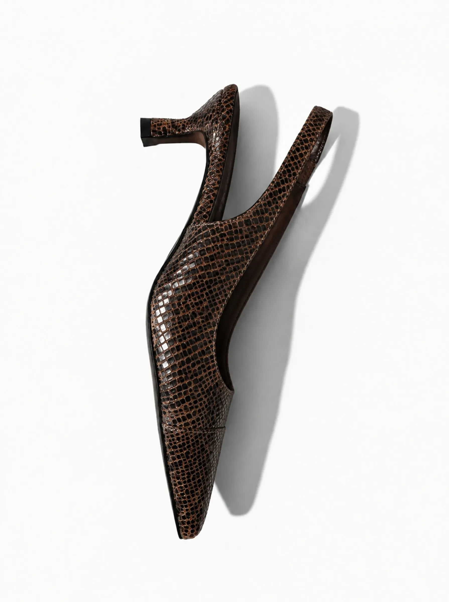 Leren Slingback Pumps Daylon Slangenprint Bruin