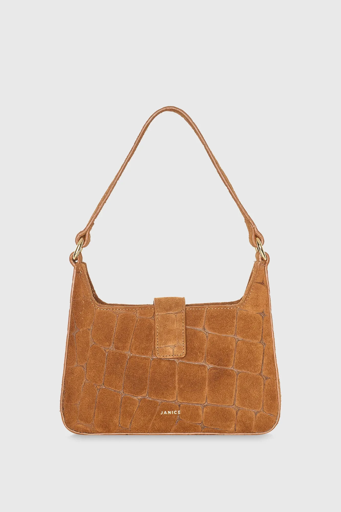 Camel Croco Leather Suede Handbag by Conan