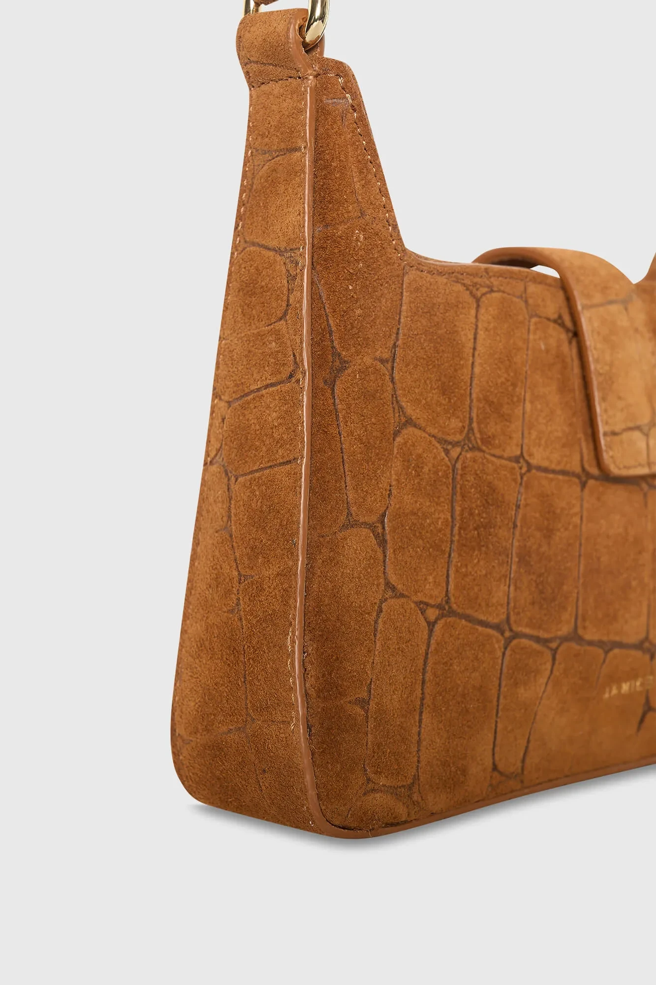 Camel Croco Leather Suede Handbag by Conan