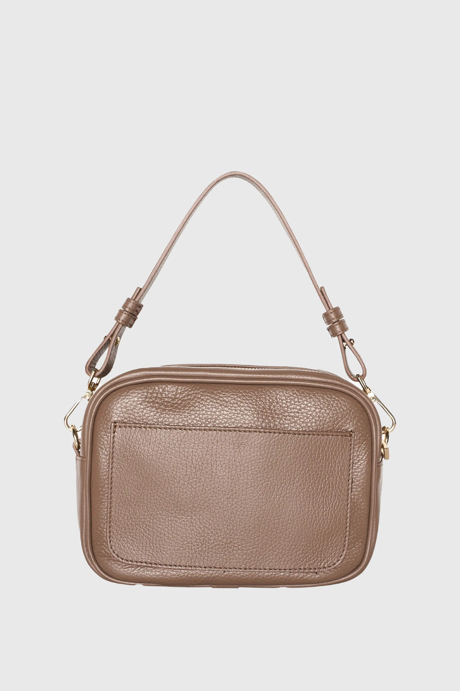 Leder-Umhängetasche für Damen „Bruce“ in Taupe