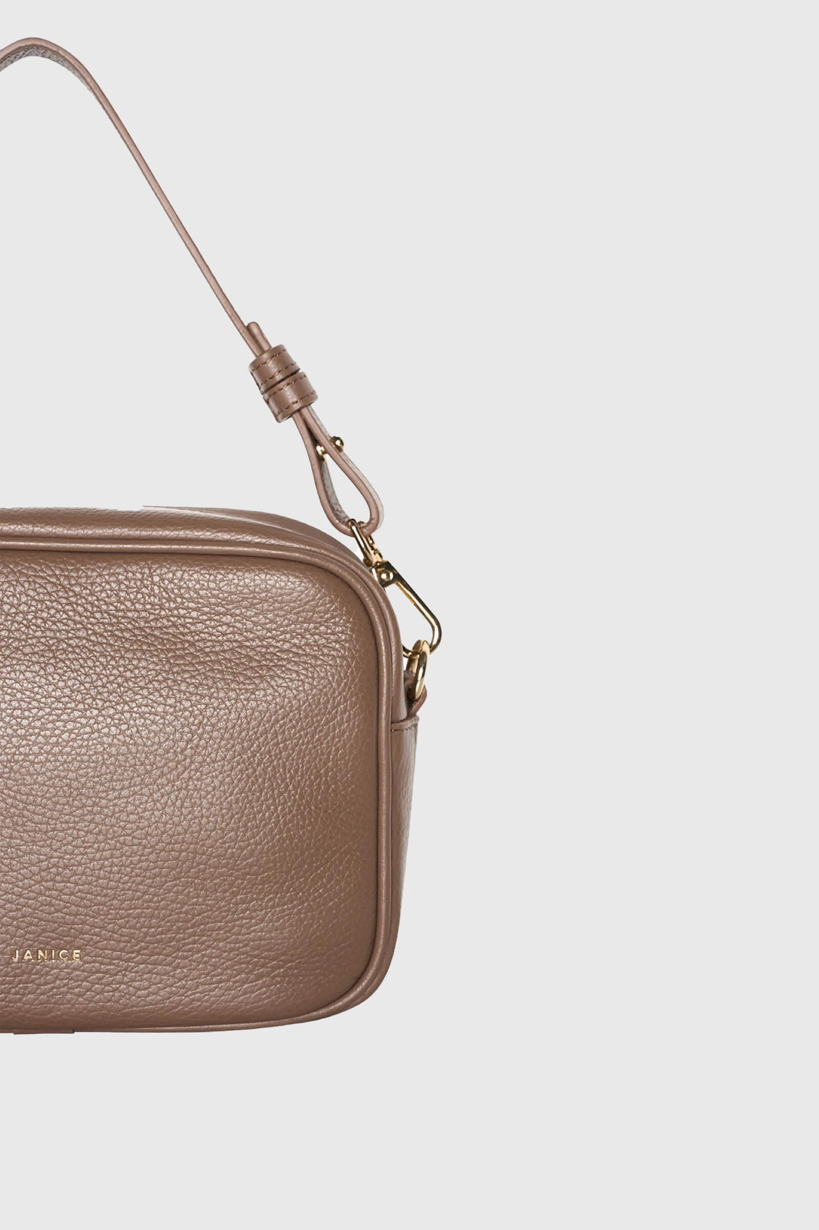 Leder-Umhängetasche für Damen „Bruce“ in Taupe