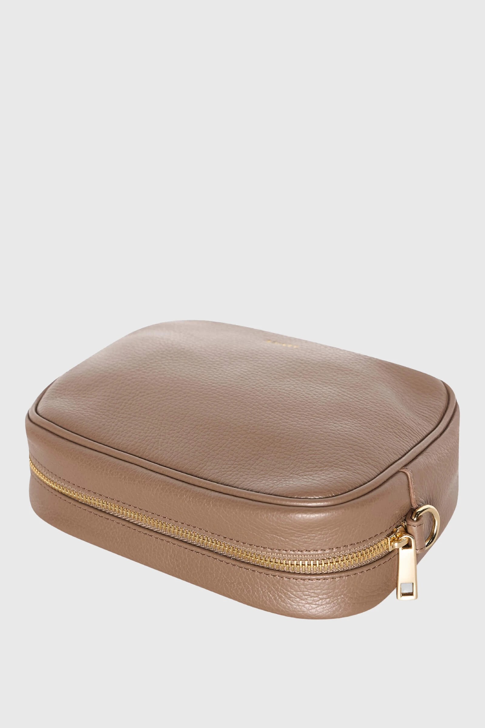 Leder-Umhängetasche für Damen „Bruce“ in Taupe