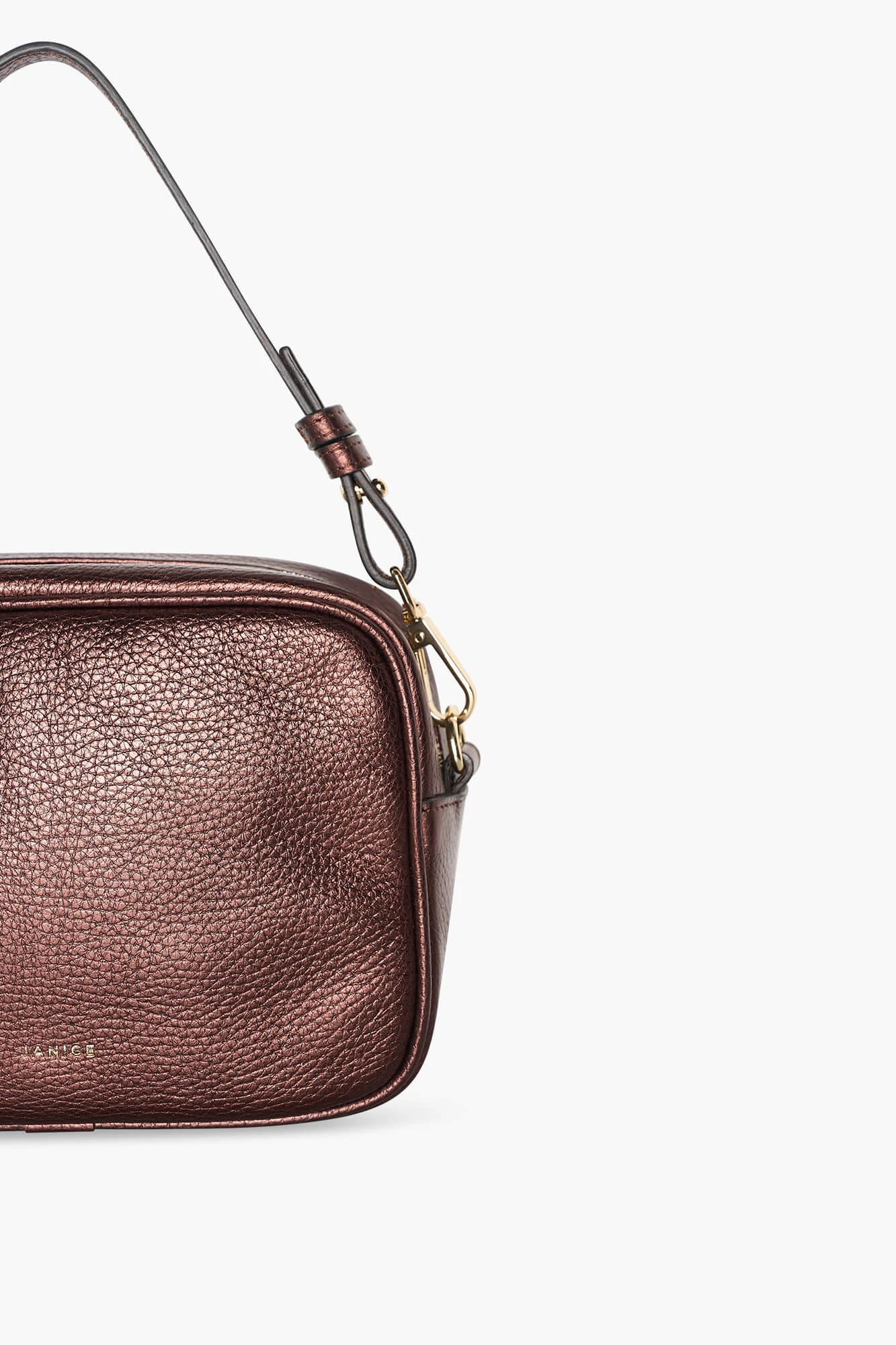 Women's Leather Crossbody Bag in Bronze Metallic