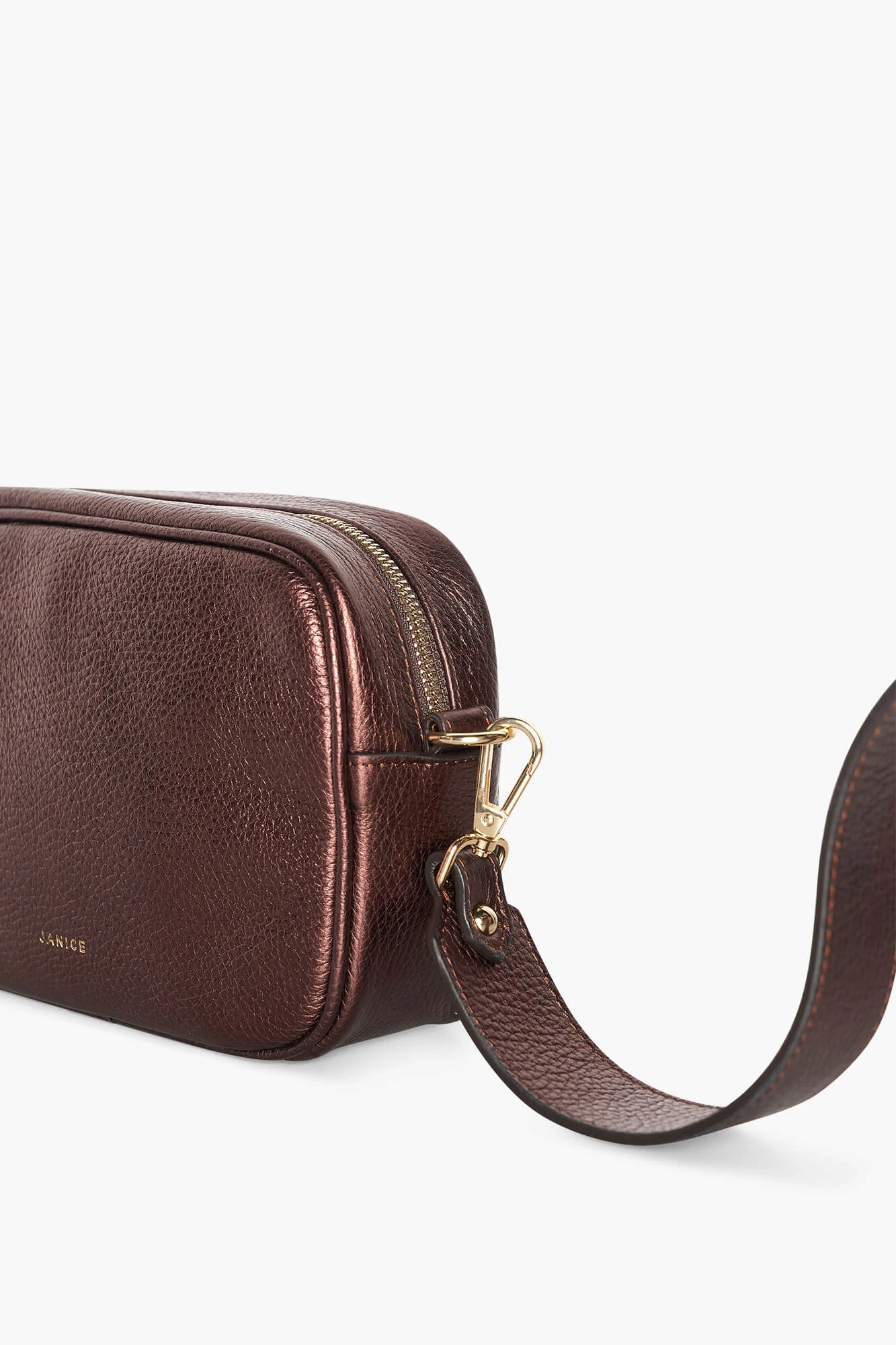 Leren Crossbody Dames Bruce Brons Metallic
