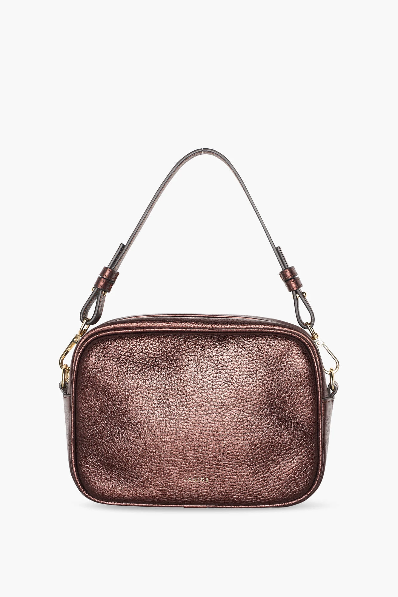 Women's Leather Crossbody Bag in Bronze Metallic