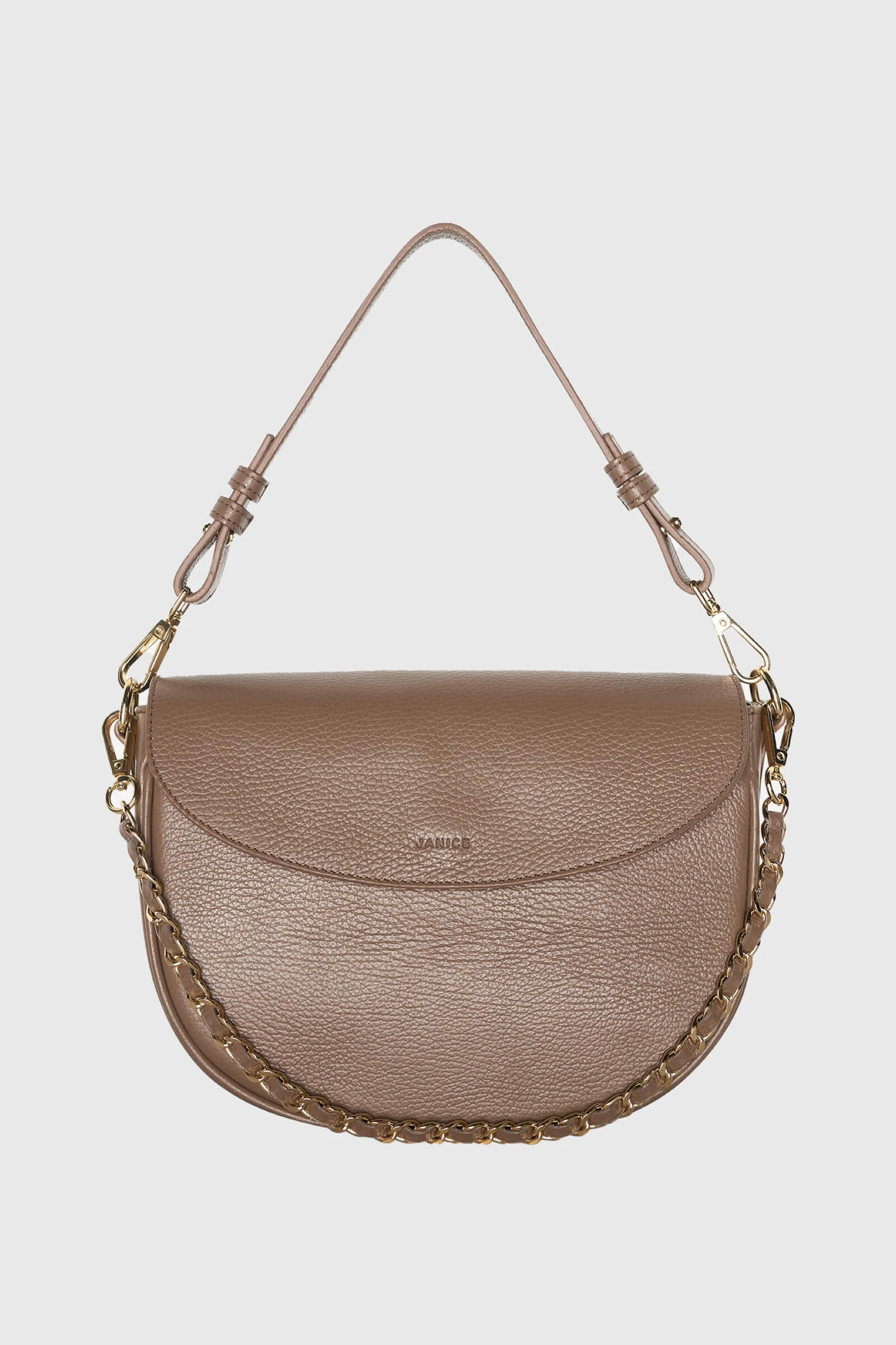 Women's Leather Shoulder Bag Tayler Taupe
