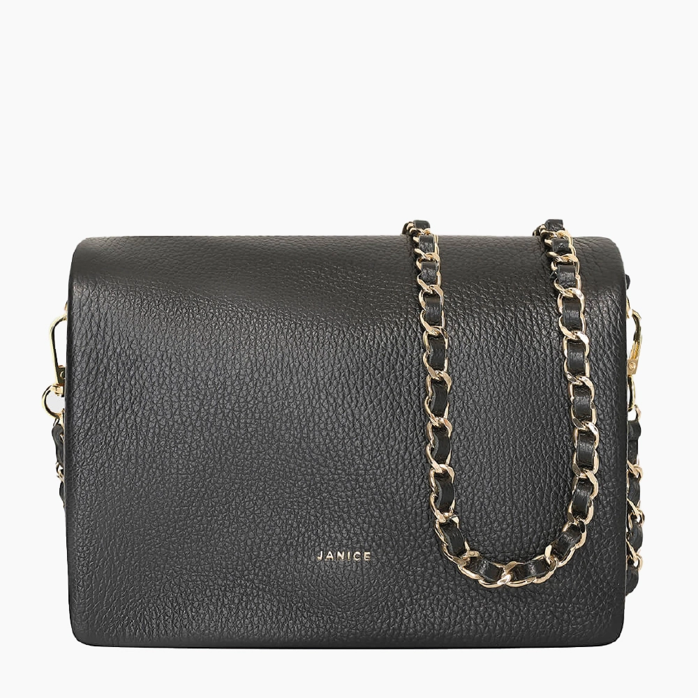 Leren Zwart Goud Dames Crossbody Skylar