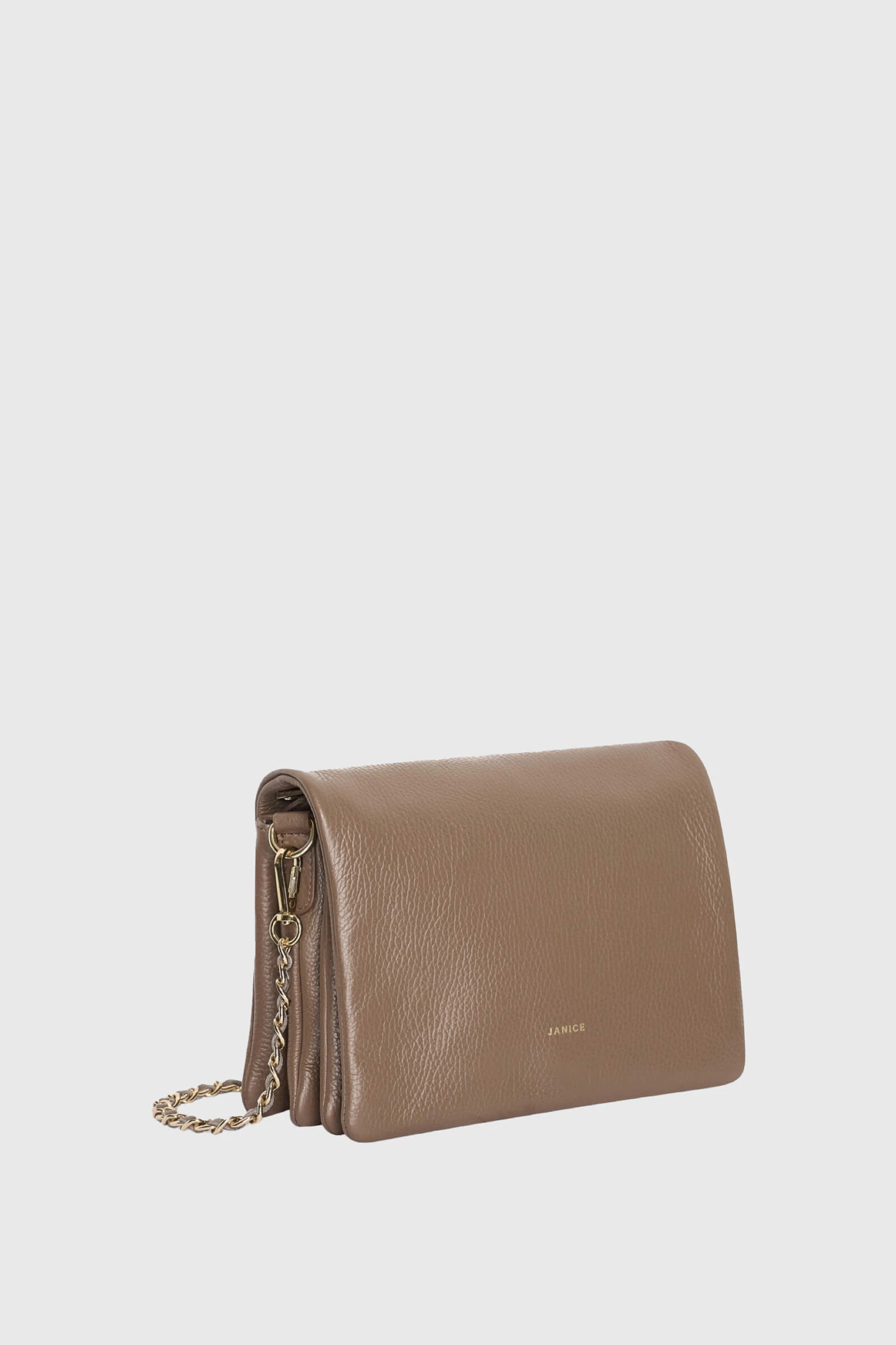 Leder-Umhängetasche für Damen „Skylar“ in Taupe