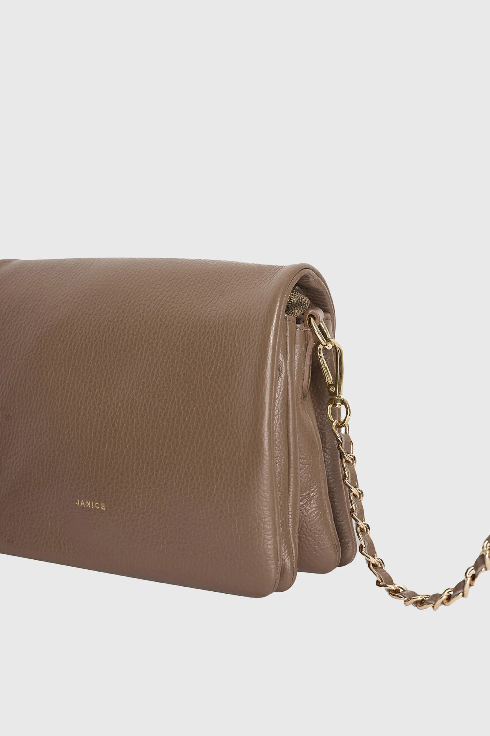 Leren Schoudertas Dames Skylar Taupe