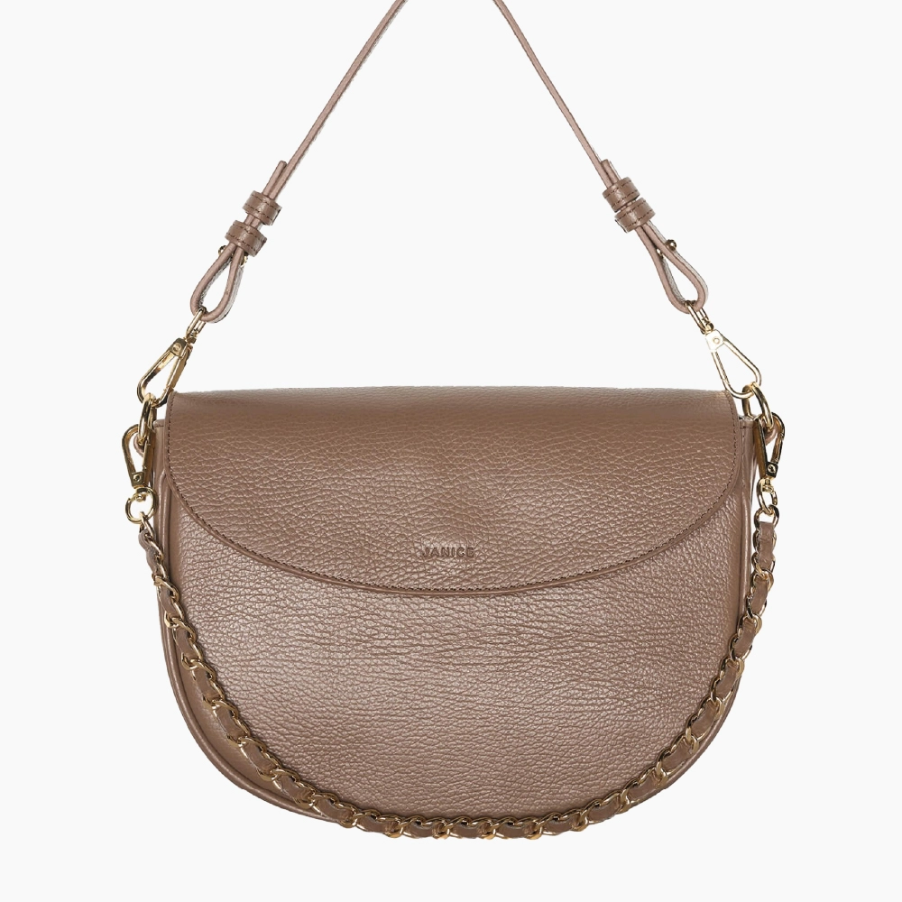 Leren Crossbody Dames Tayler Taupe